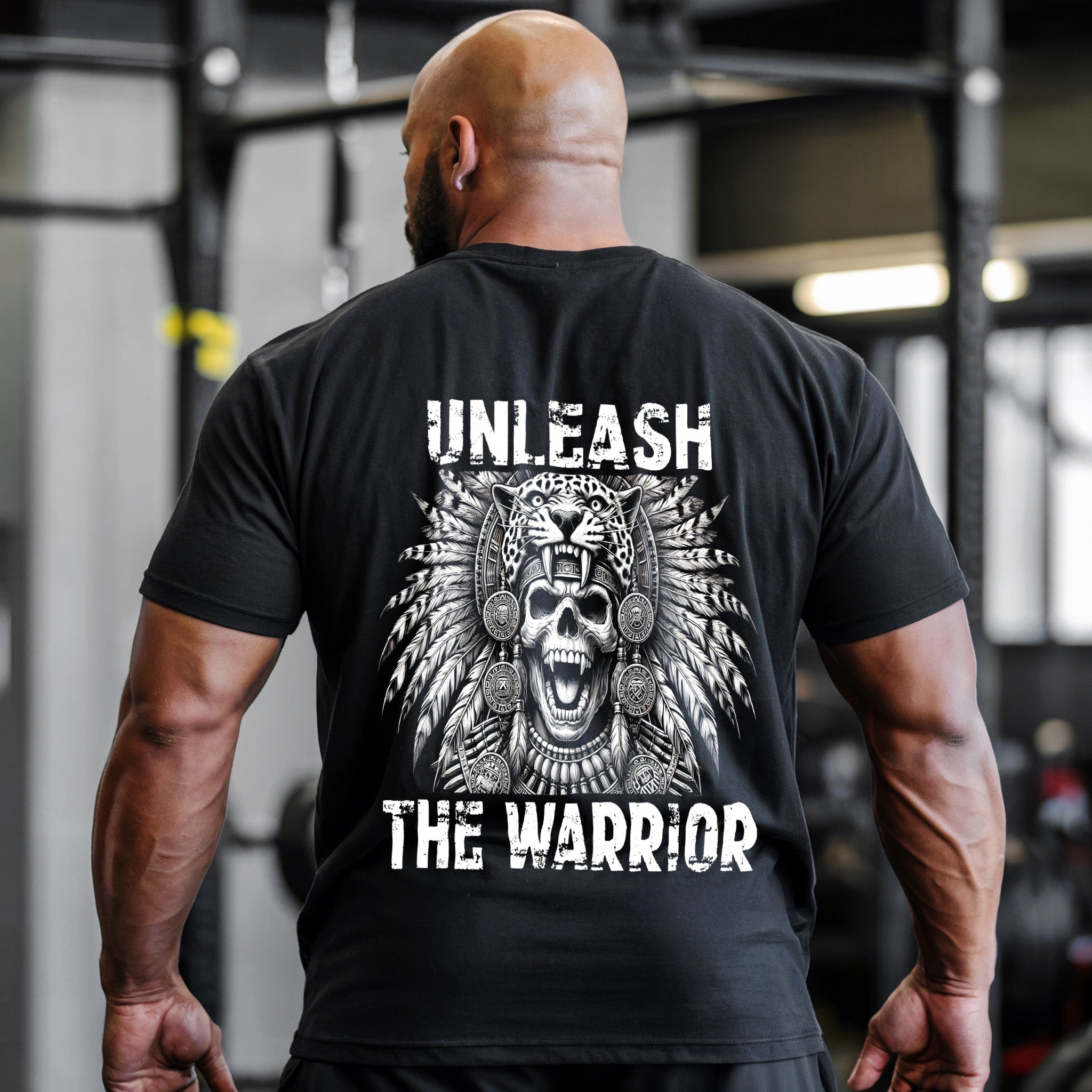 Jaguar Warrior Aztec Skull Gym T-Shirt 11428