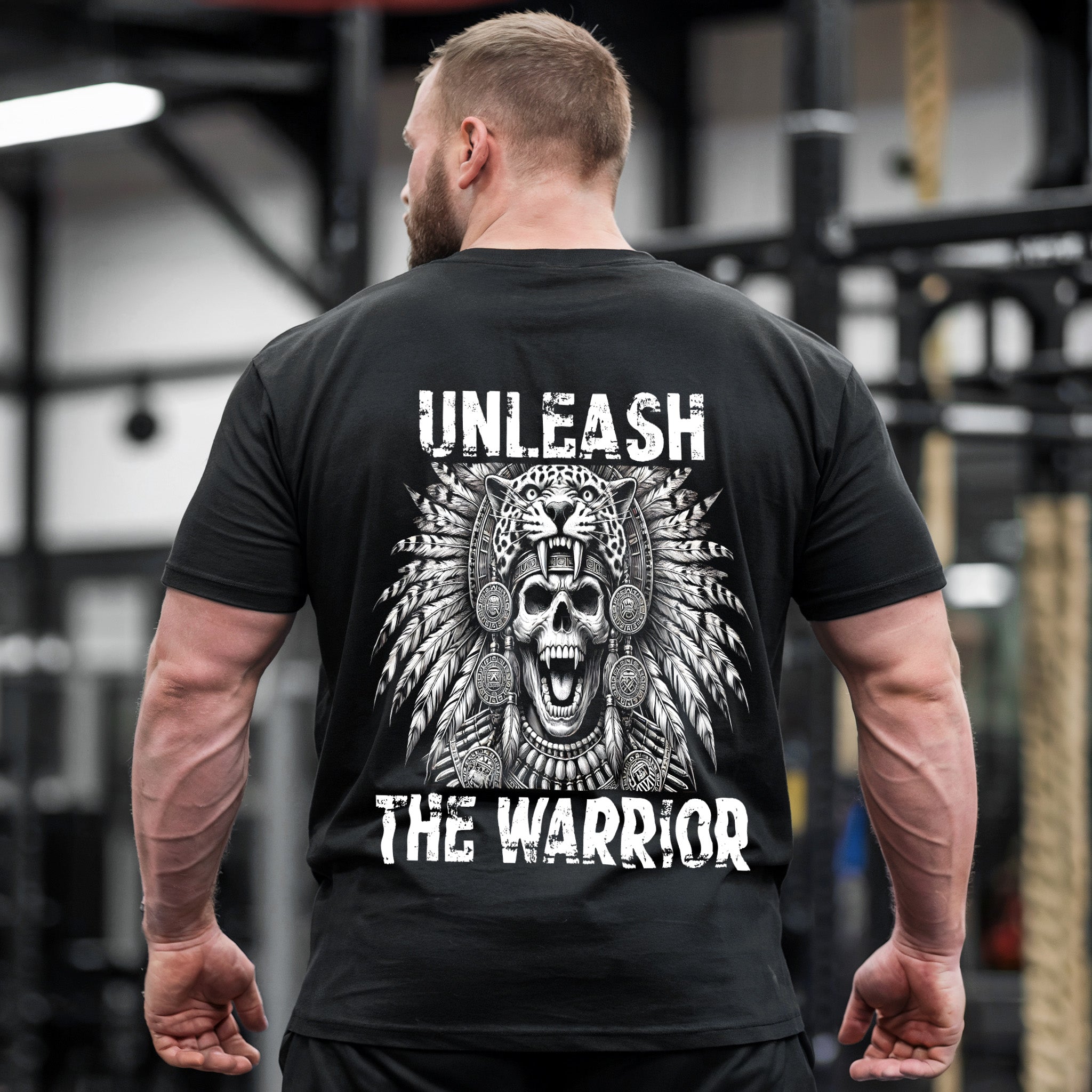 Jaguar Warrior Aztec Skull Gym T-Shirt 11428