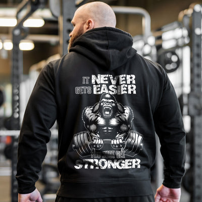Gorilla Gym Hoodie Never Never Gets Easier Just Get Stronger 11430