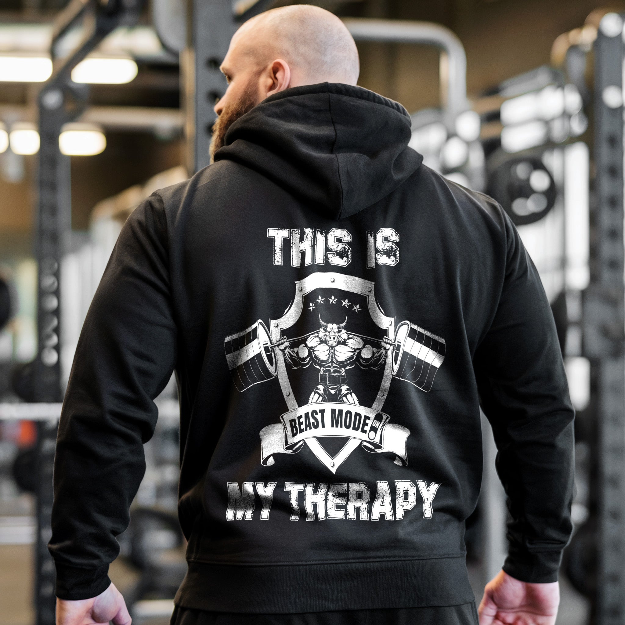 Bull Beast Mode Pump Cover Gym Hoodie This is My Therapy 11432