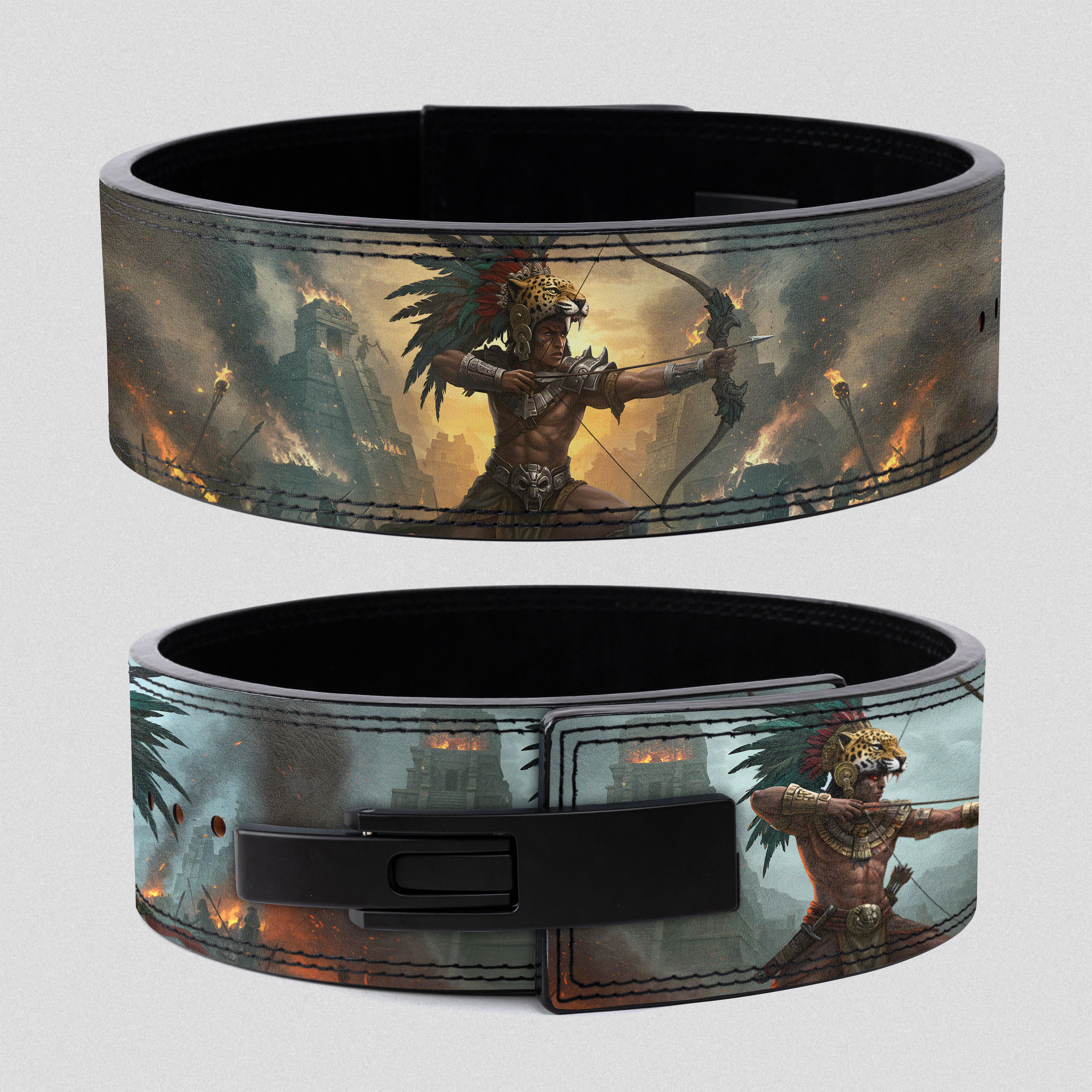 Custom Lever Lifting Belt – Aztec Warrior Tenochtitlan Last Stand 11442