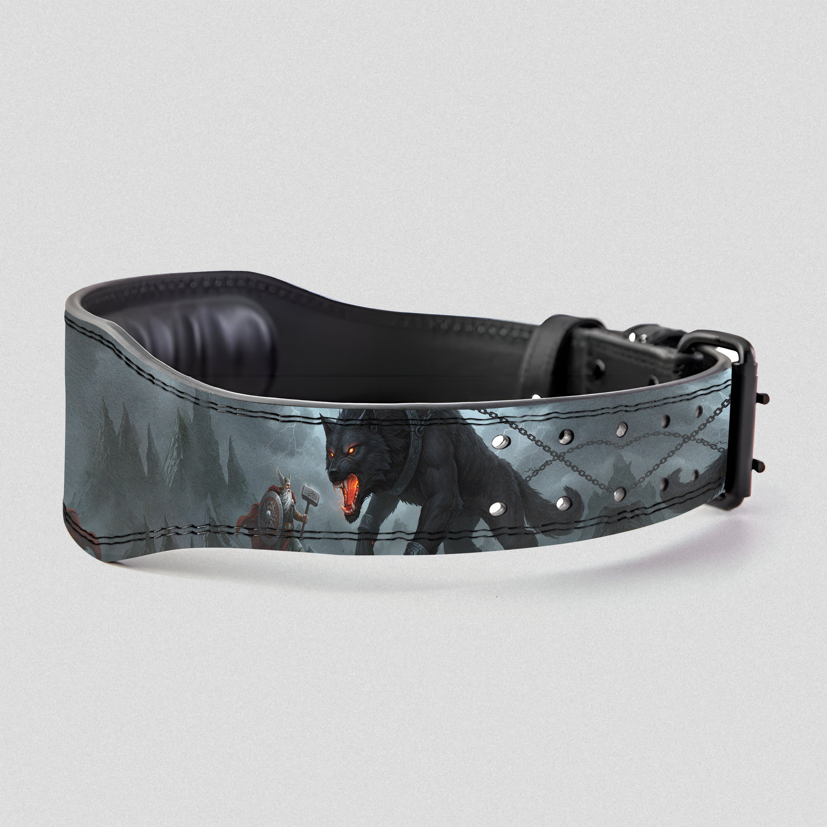 Prong Lever Lifting Belt – Fenrir vs Odin Norse Mythology Design 11445