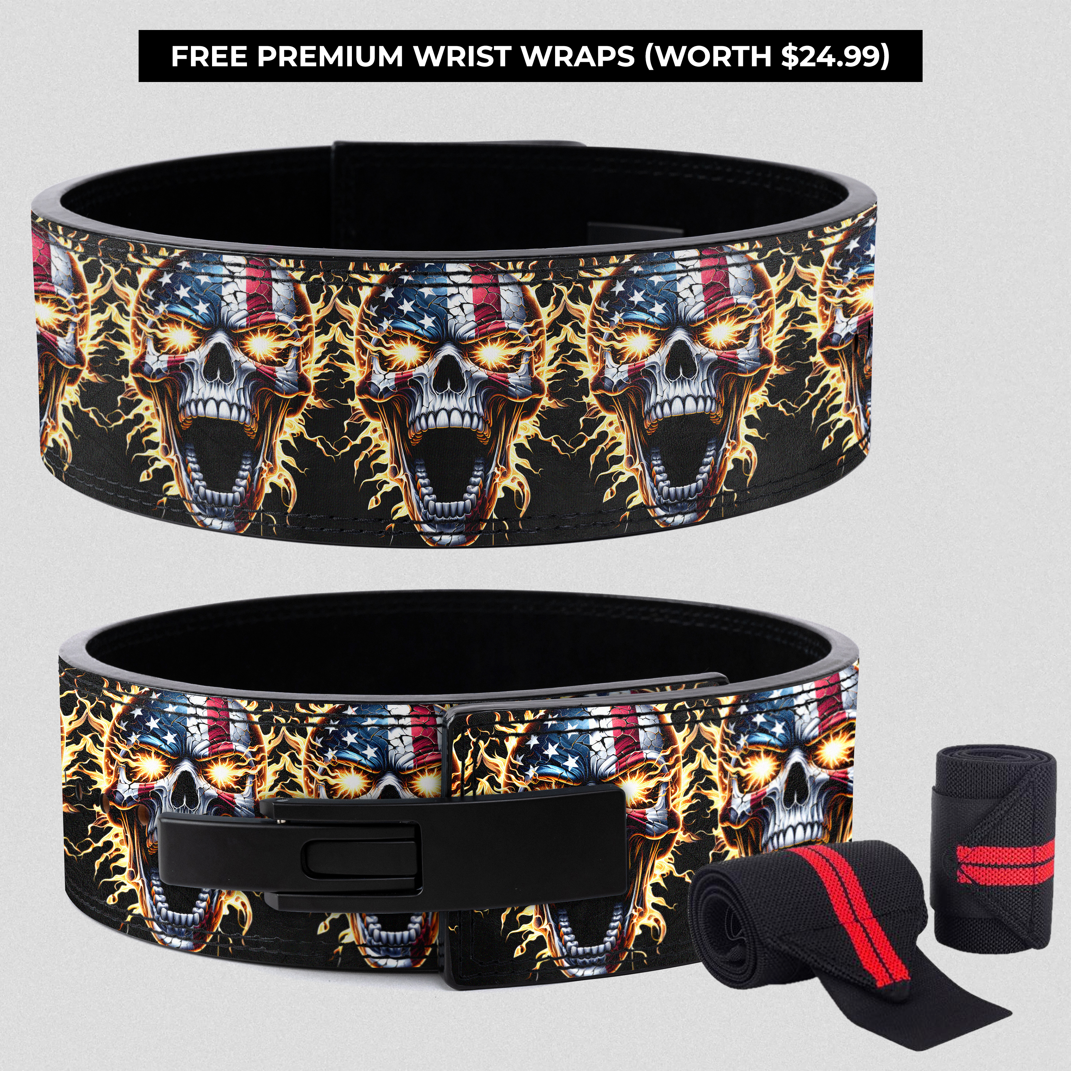 Liberty or Death | Patriotic American Skull Powerlifting Belt 11460