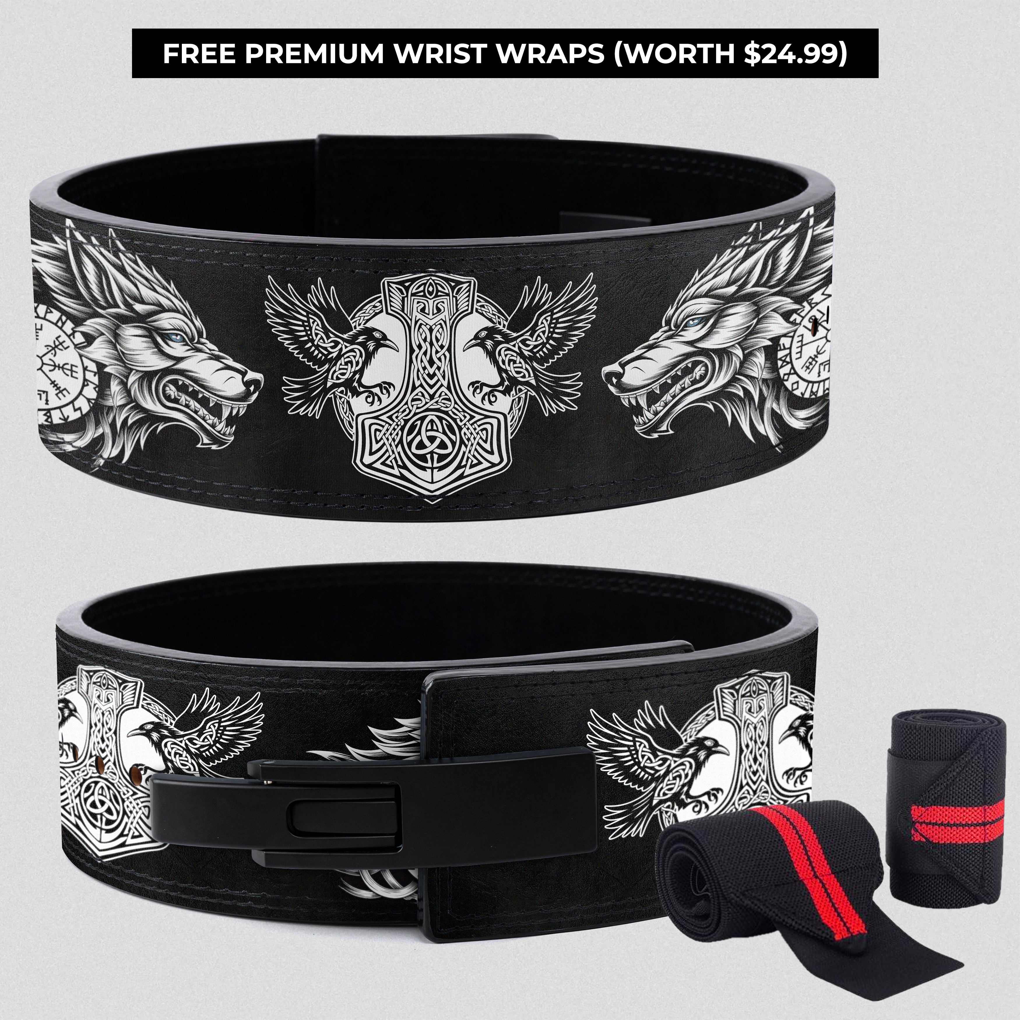 Might of Mjolnir, Fury of Fenrir | Norse Powerlifting Belt 11462
