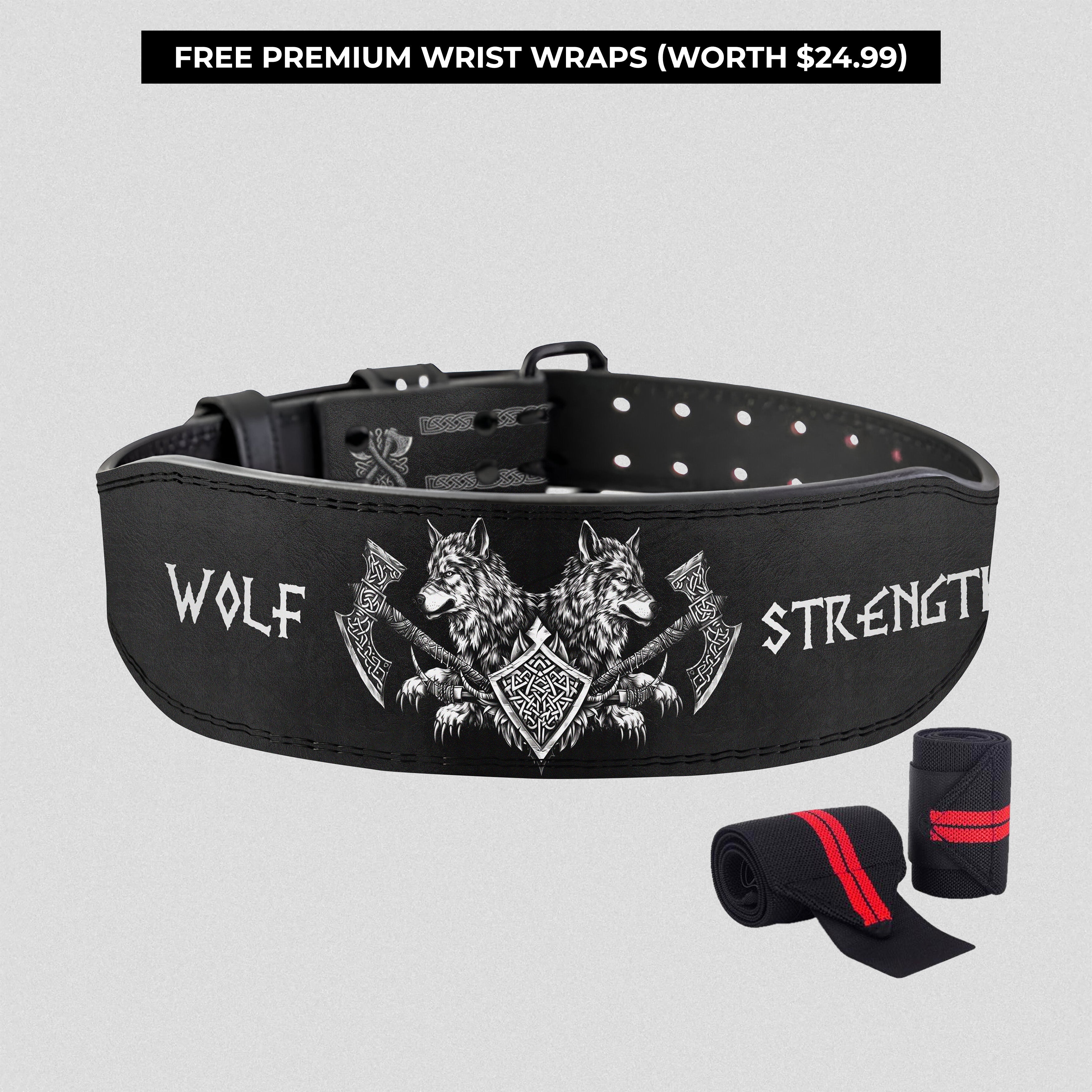 Fenrir's Fury and Viking's Shield Personalized Prong Lifting Belt 11463