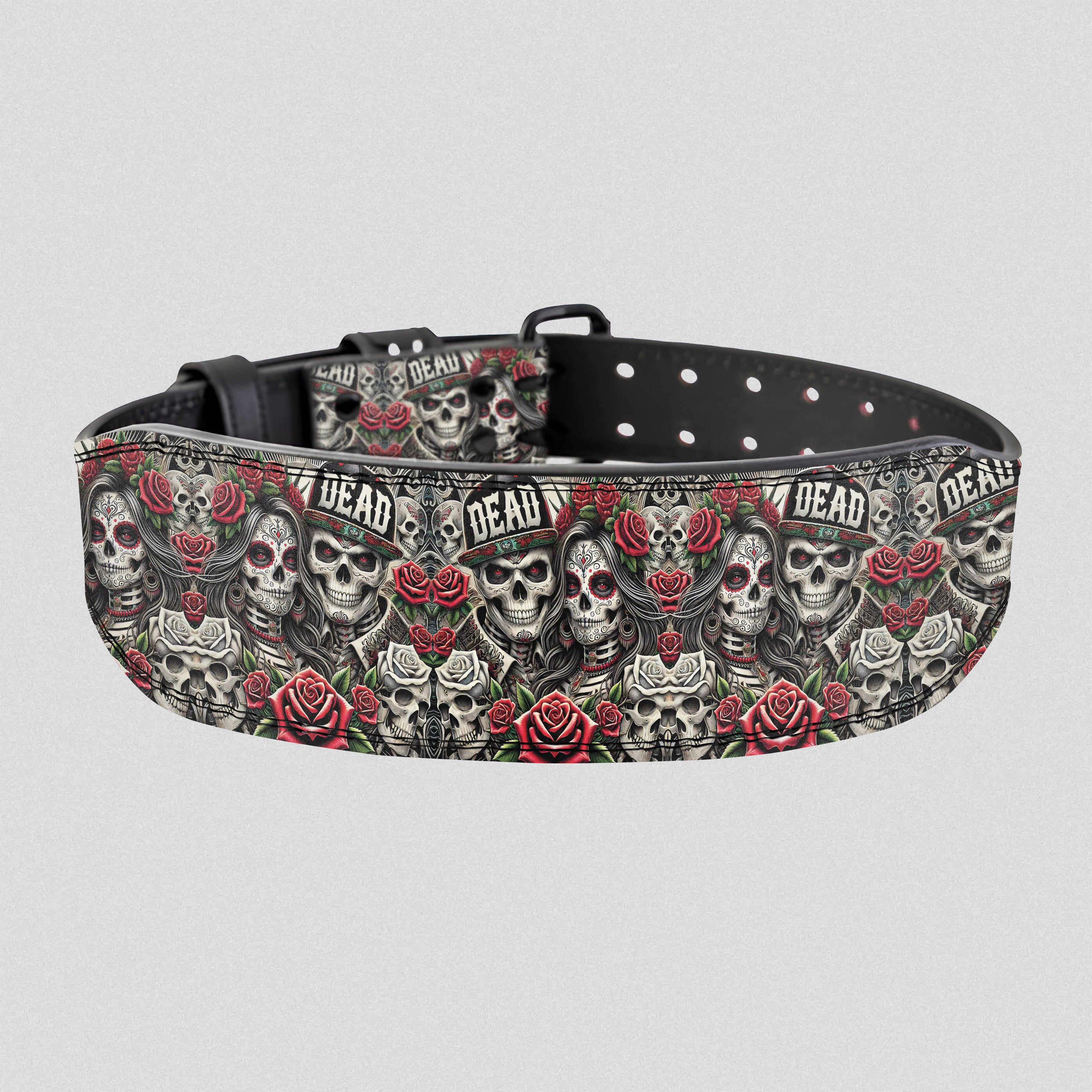 Day of the Dead Couple Skull Prong  Lifting Belt 11467