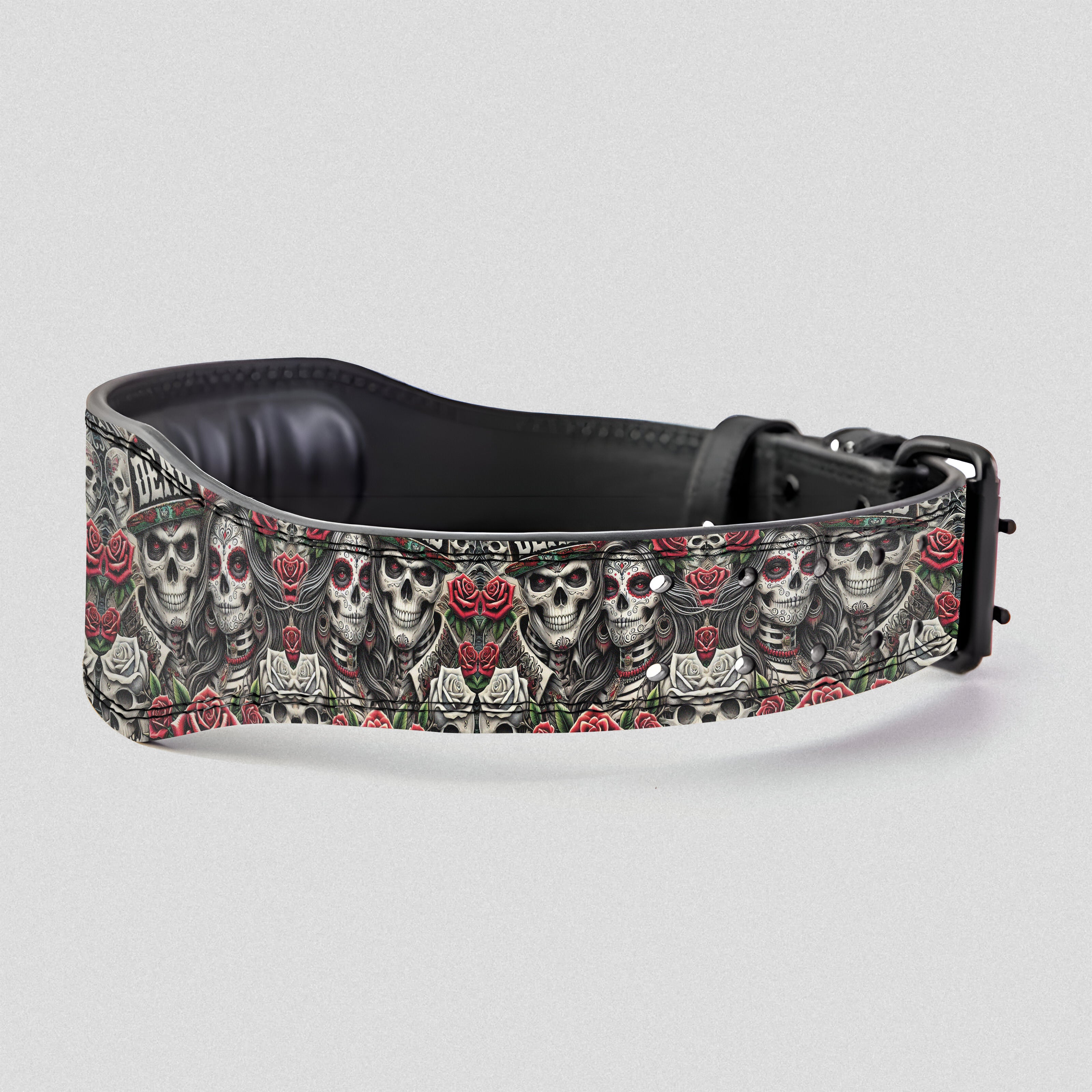 Day of the Dead Couple Skull Prong  Lifting Belt 11467