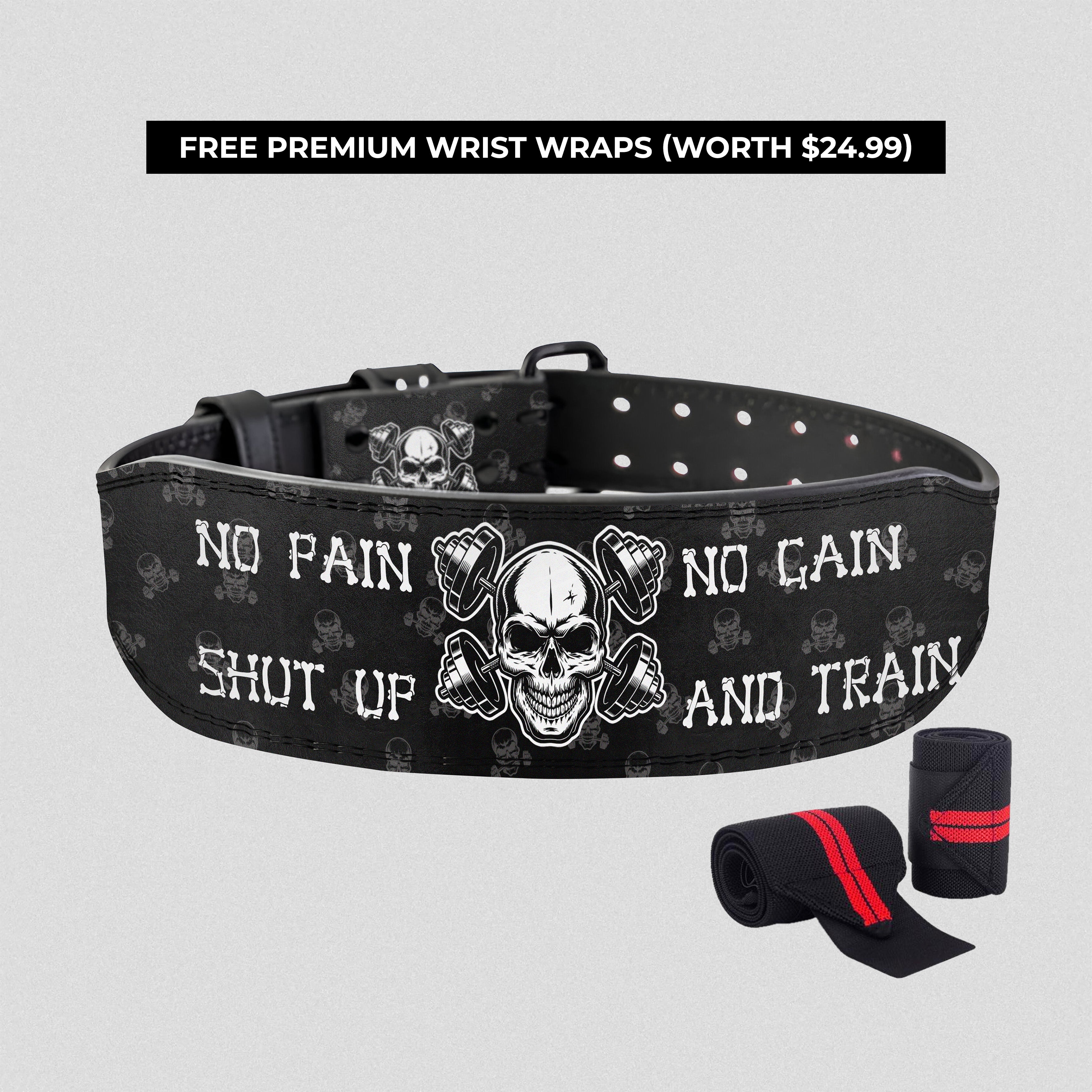 Personalized Skull Prong  Lifting Belt Motivation Quotes 11468
