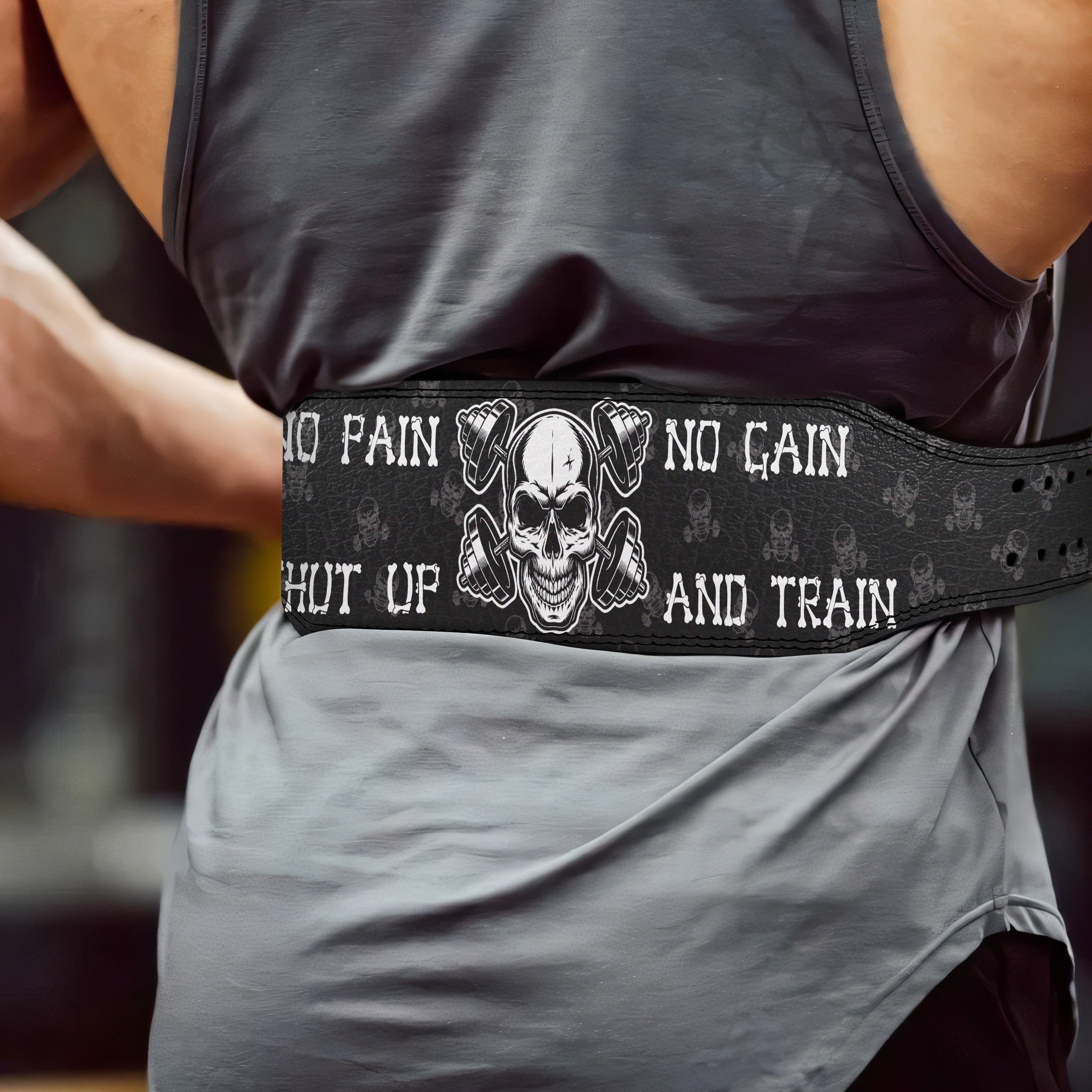 Personalized Skull Prong  Lifting Belt Motivation Quotes 11468