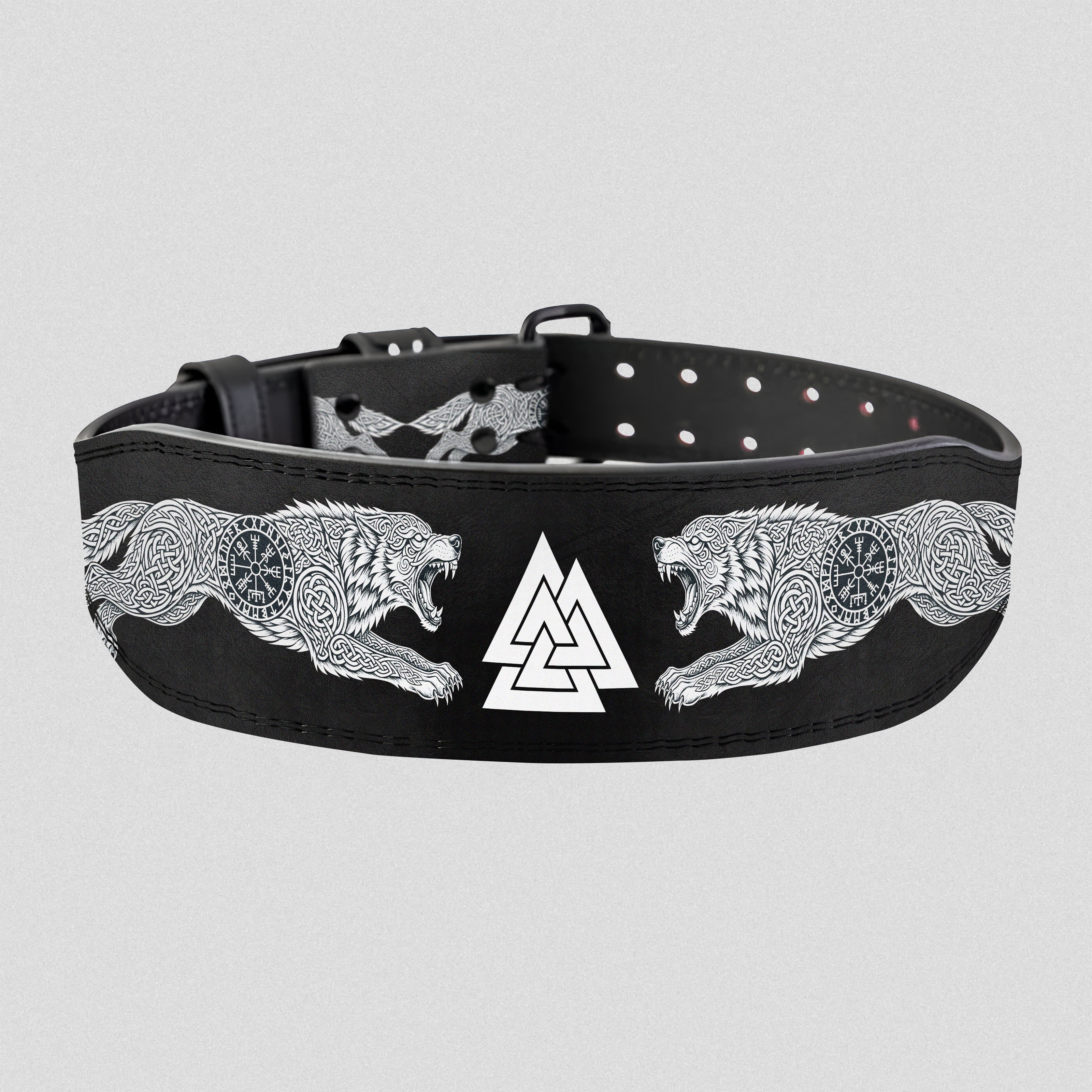 Knot of the Slain | Viking Fenrir & Valknut 8mm Prong Lifting  Belt 11469