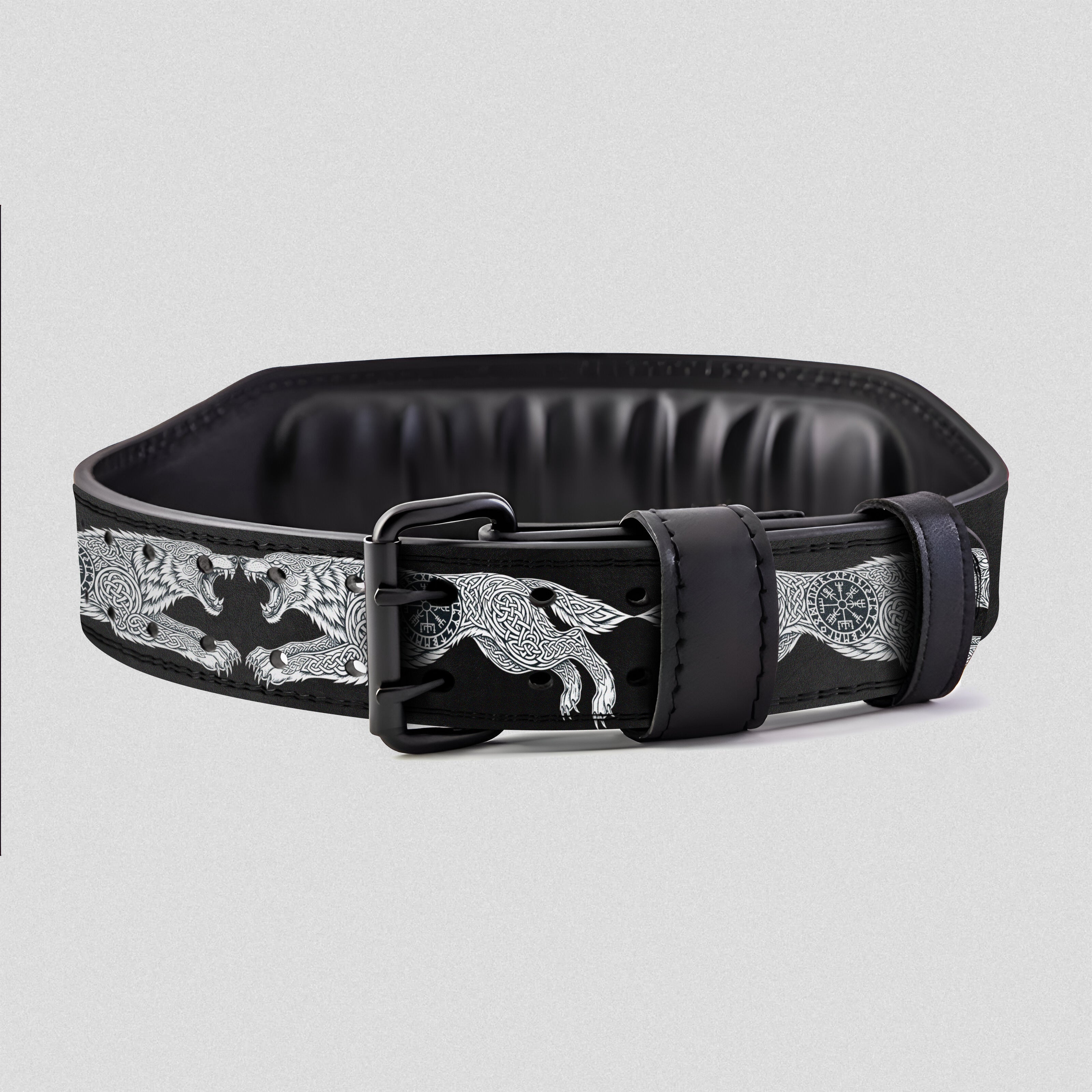 Knot of the Slain | Viking Fenrir & Valknut Prong Lifting  Belt 11469