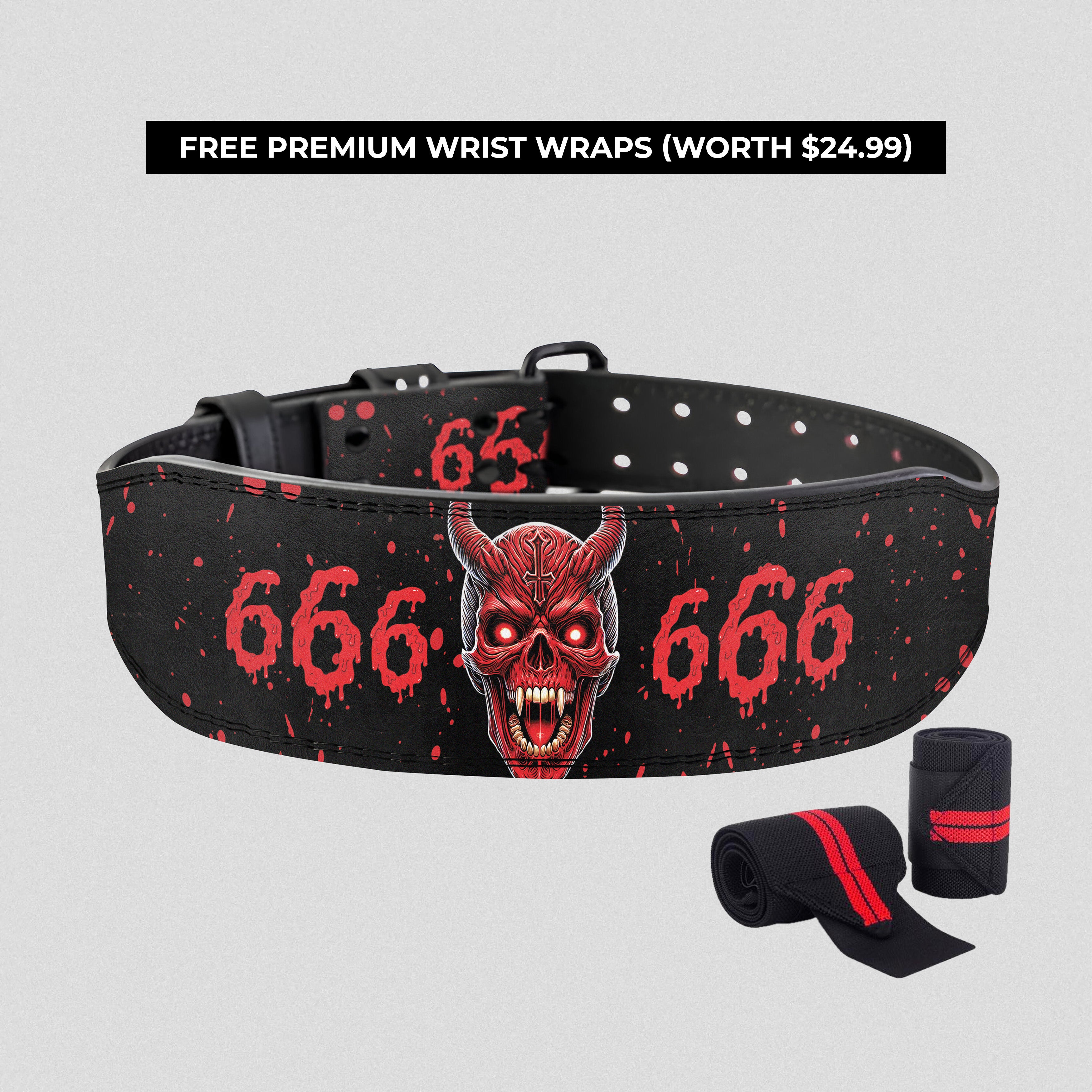 The Devil's Pact - Satanic Customizable Prong Lifting Belt 11471