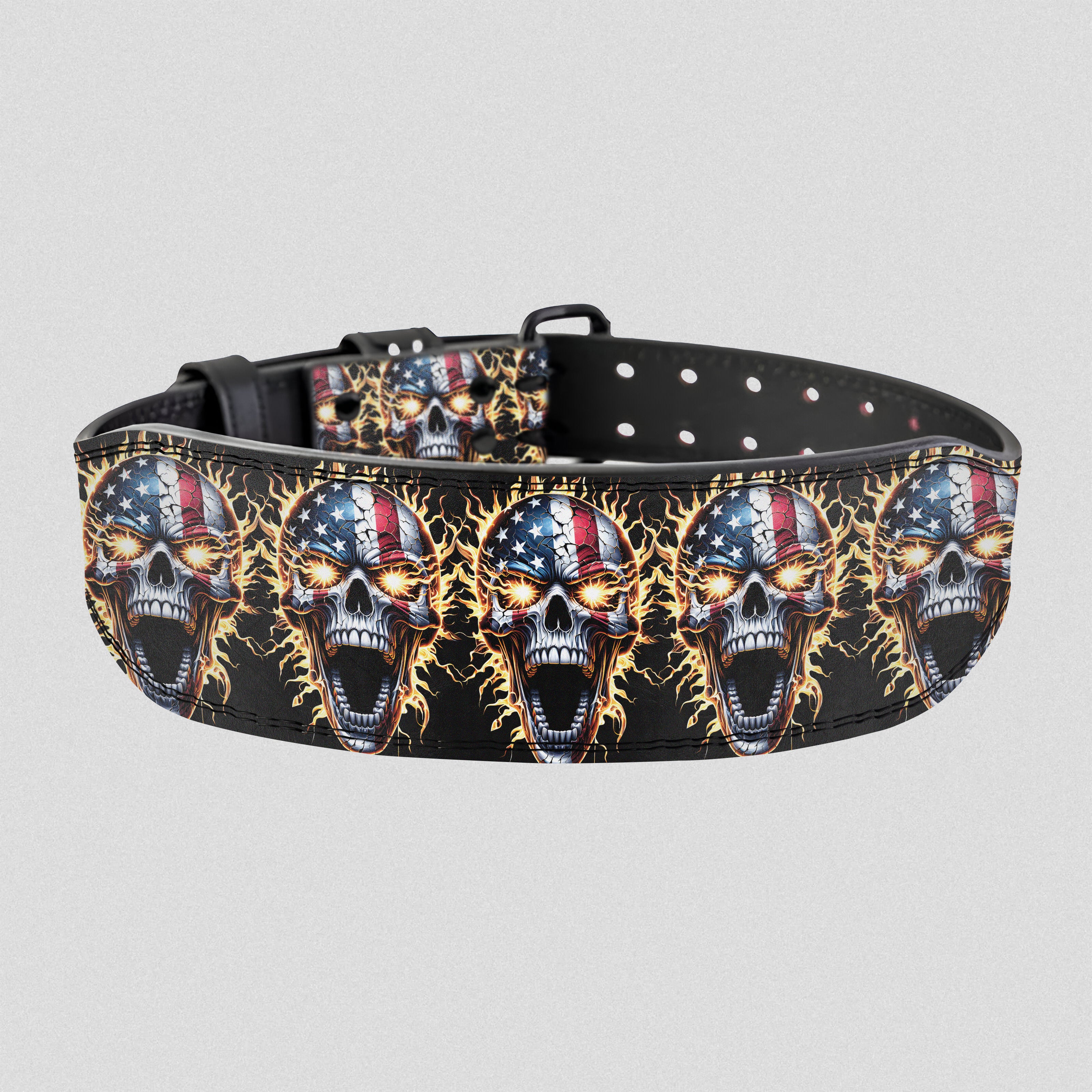 Liberty or Death | Patriotic American Skull 8mm Prong Lifting Belt 11472