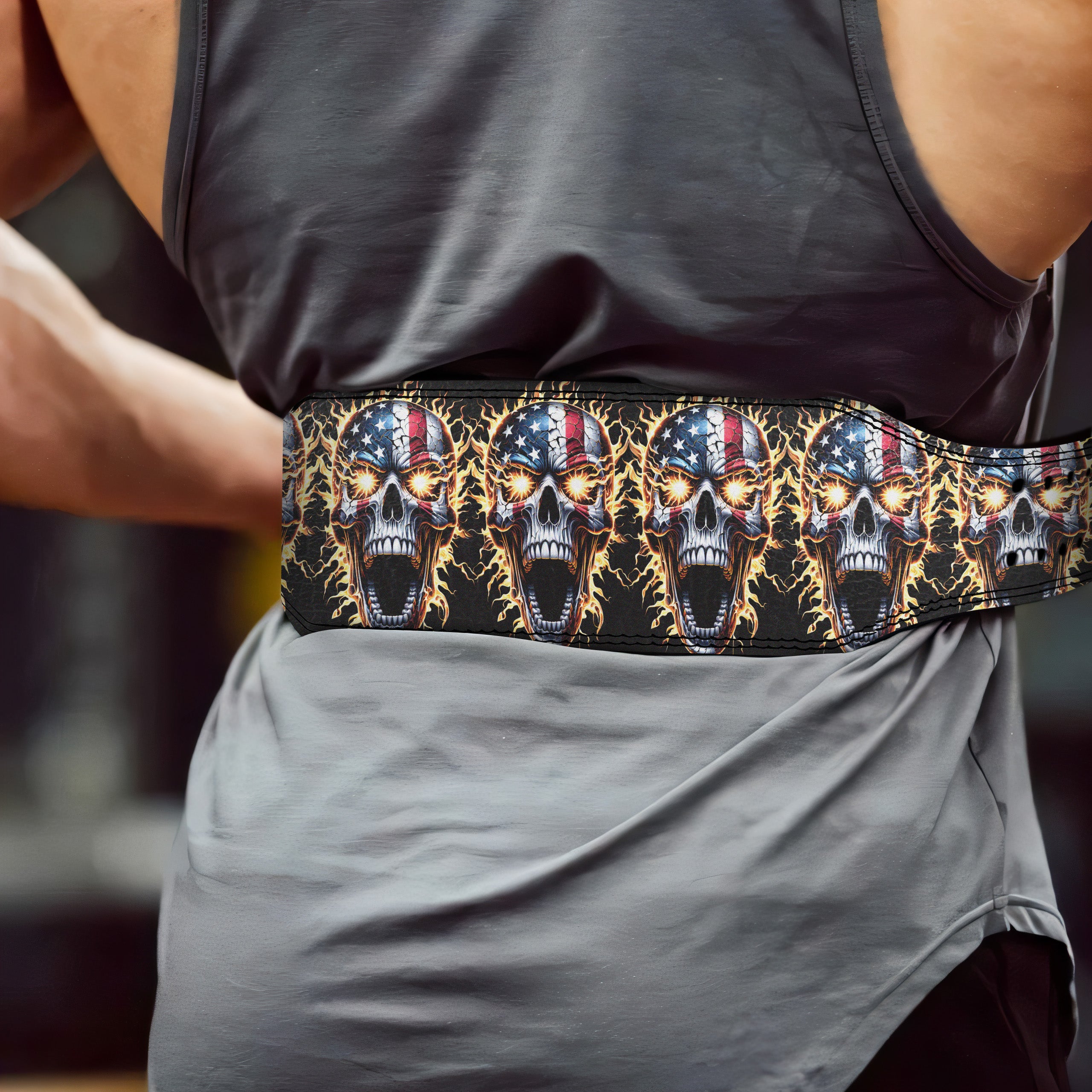 Liberty or Death | Patriotic American Skull Prong Lifting Belt 11472