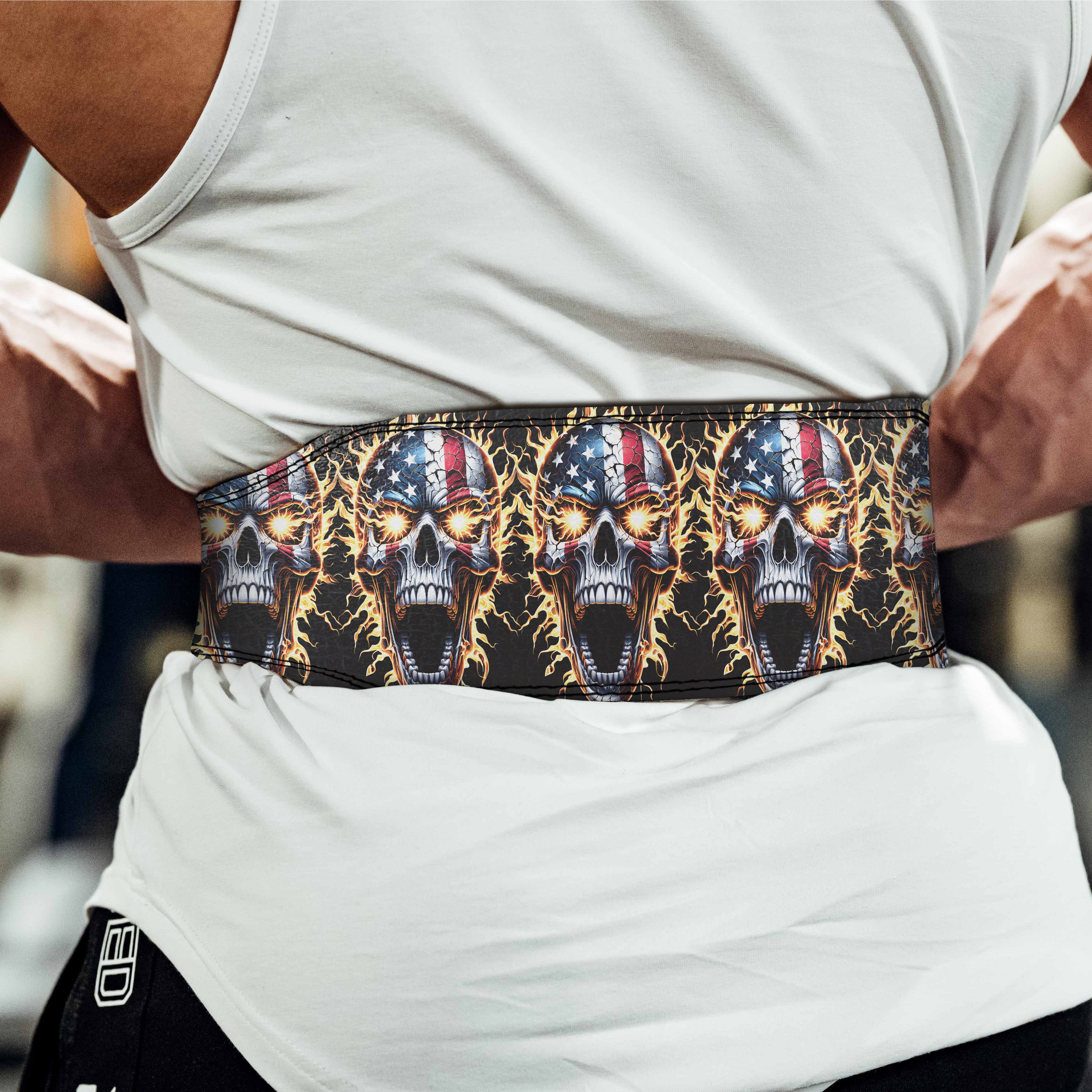 Liberty or Death | Patriotic American Skull Prong Lifting Belt 11472