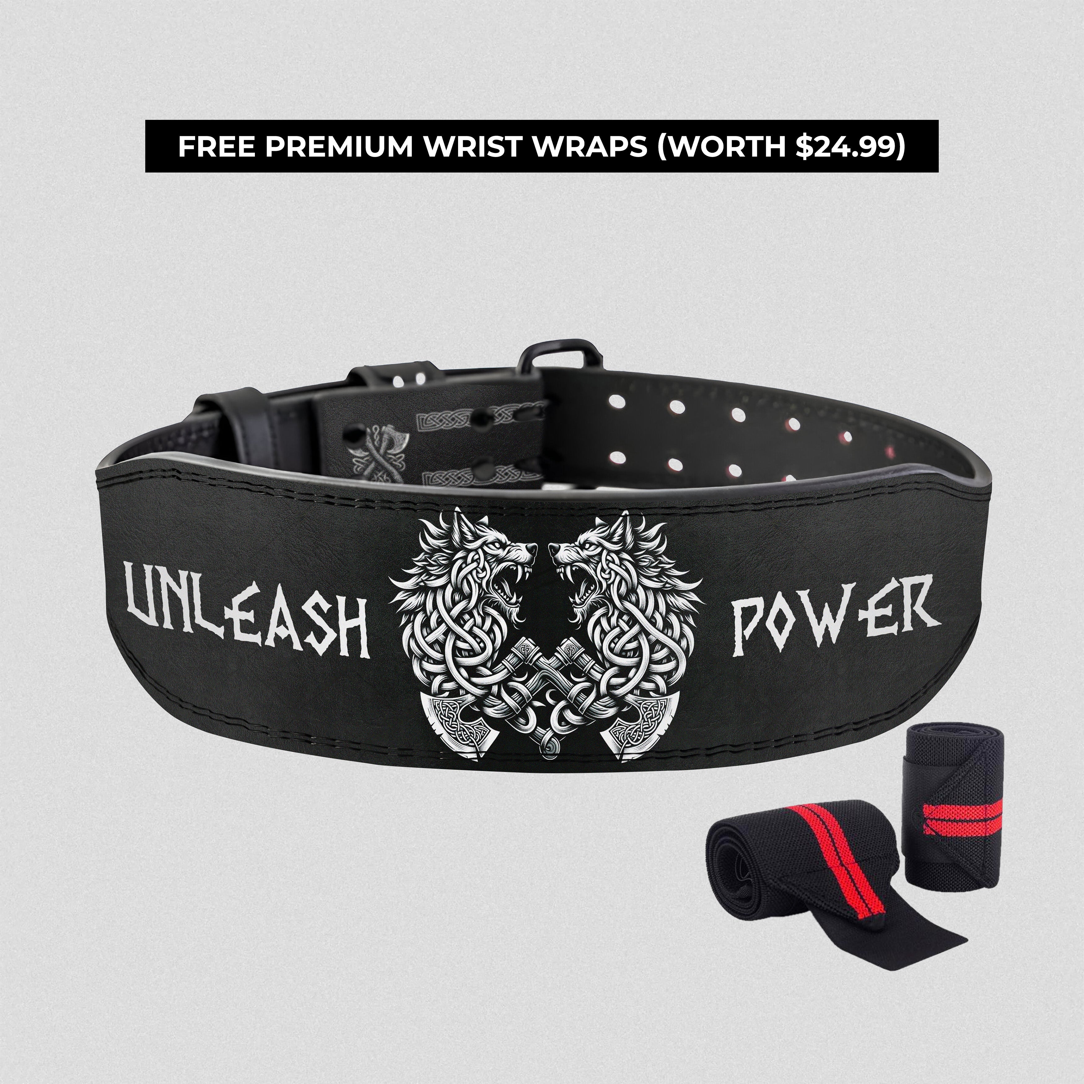 Odin's Wolves of War | Customizable Norse Prong Lifting  Belt 11473