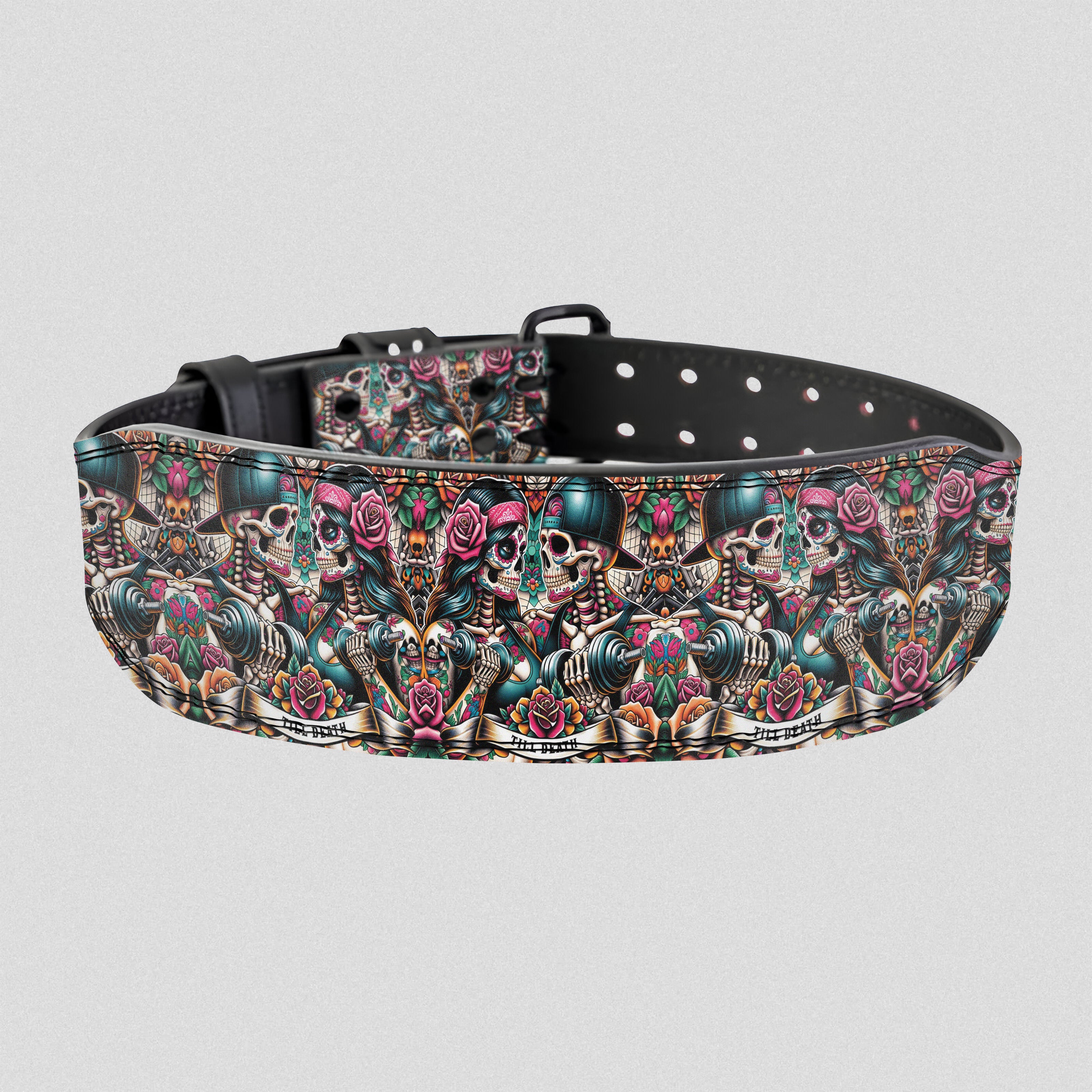 Til Death We Lift - Couple's Tattoo Style 8mm Prong Lifting  Belt 11474