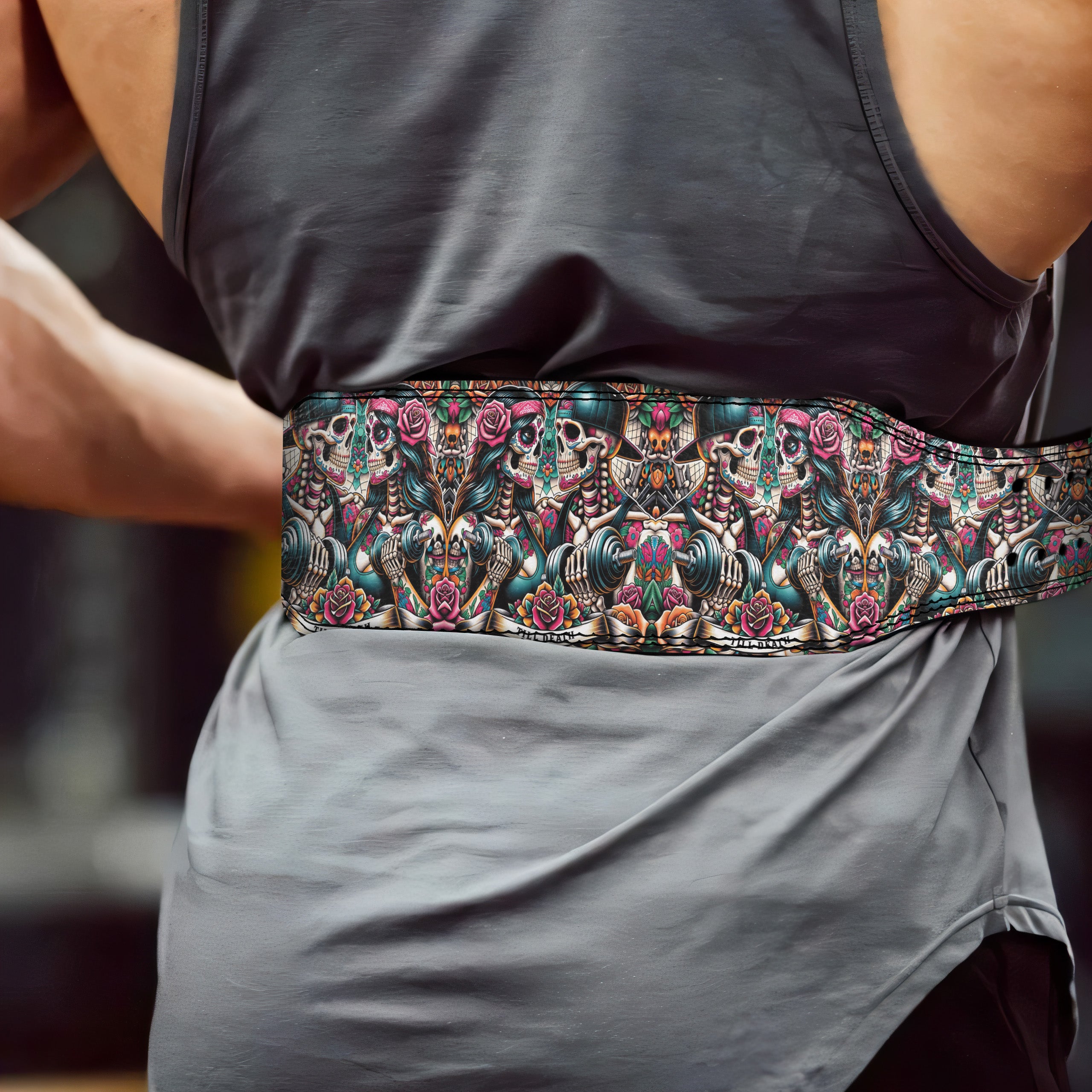 Til Death We Lift - Couple's Tattoo Style Prong Lifting  Belt 11474