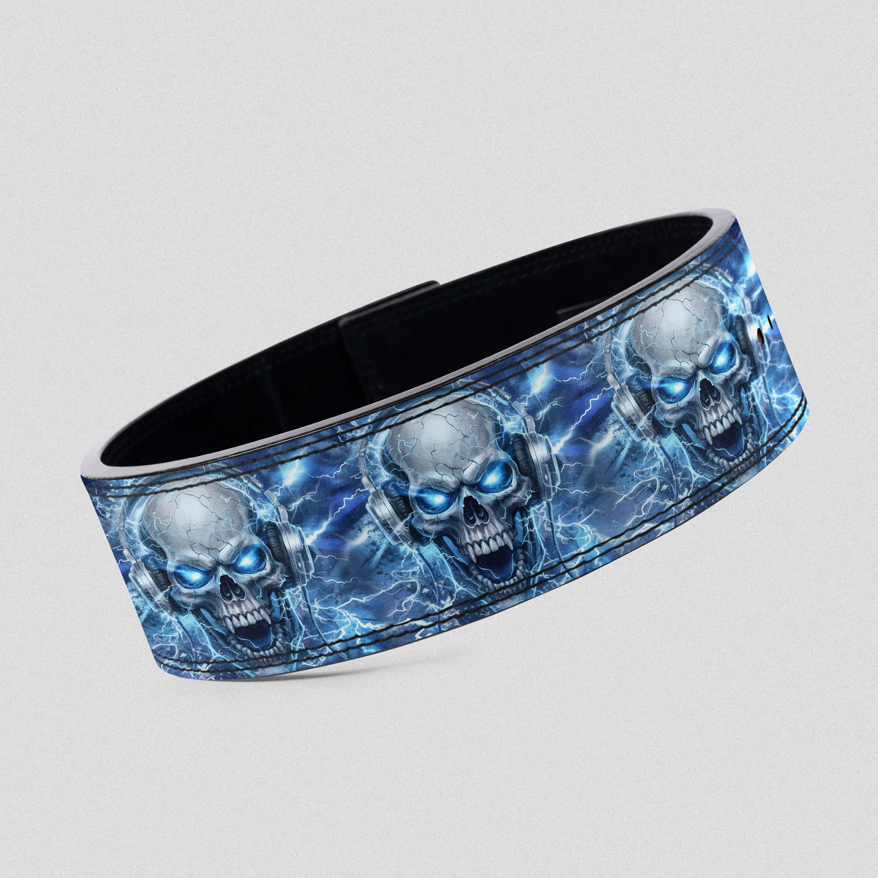 Custom Electro Fury Skull Cowhide Lever Lifting Belt 11482