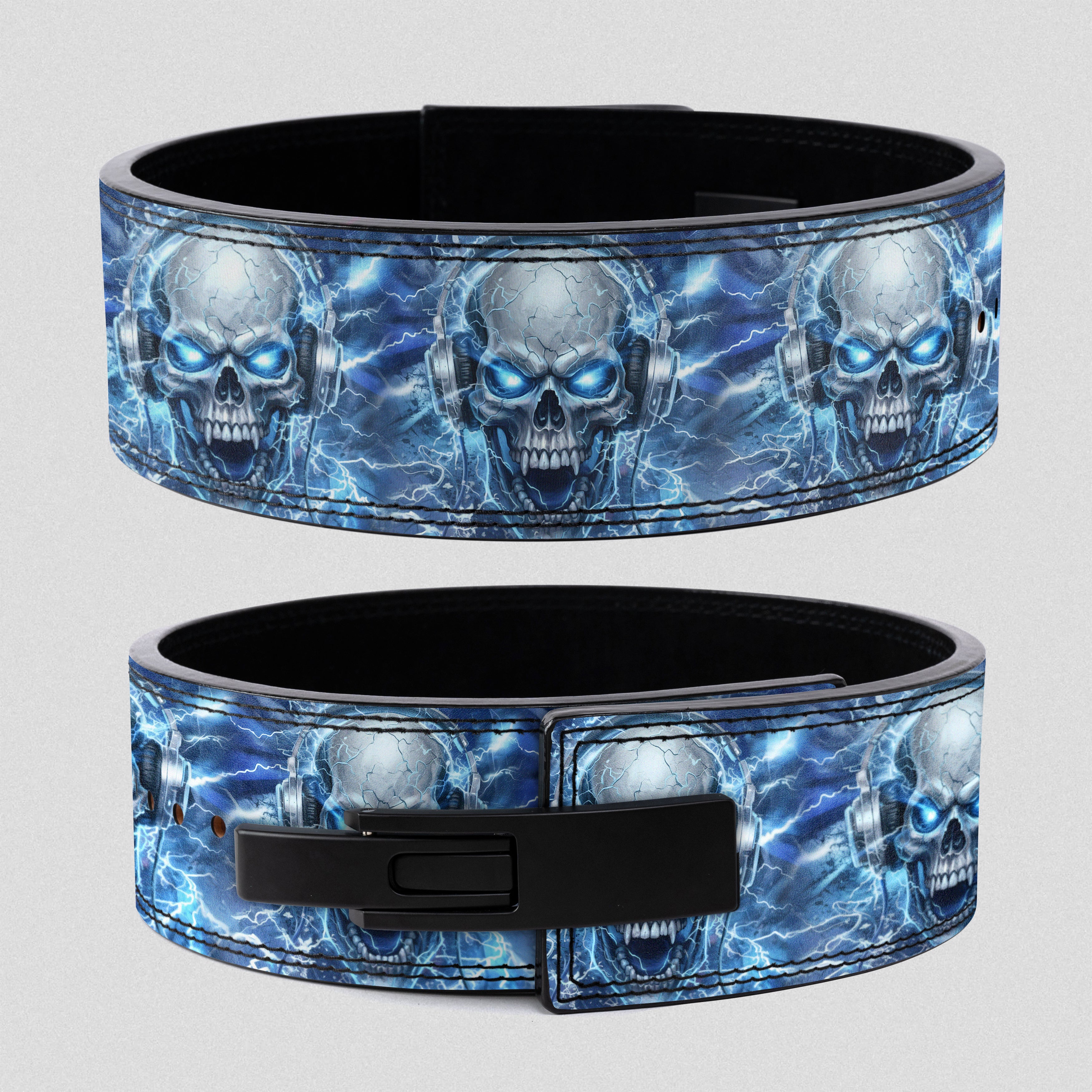 Custom Electro Fury Skull Cowhide Lever Lifting Belt 11482