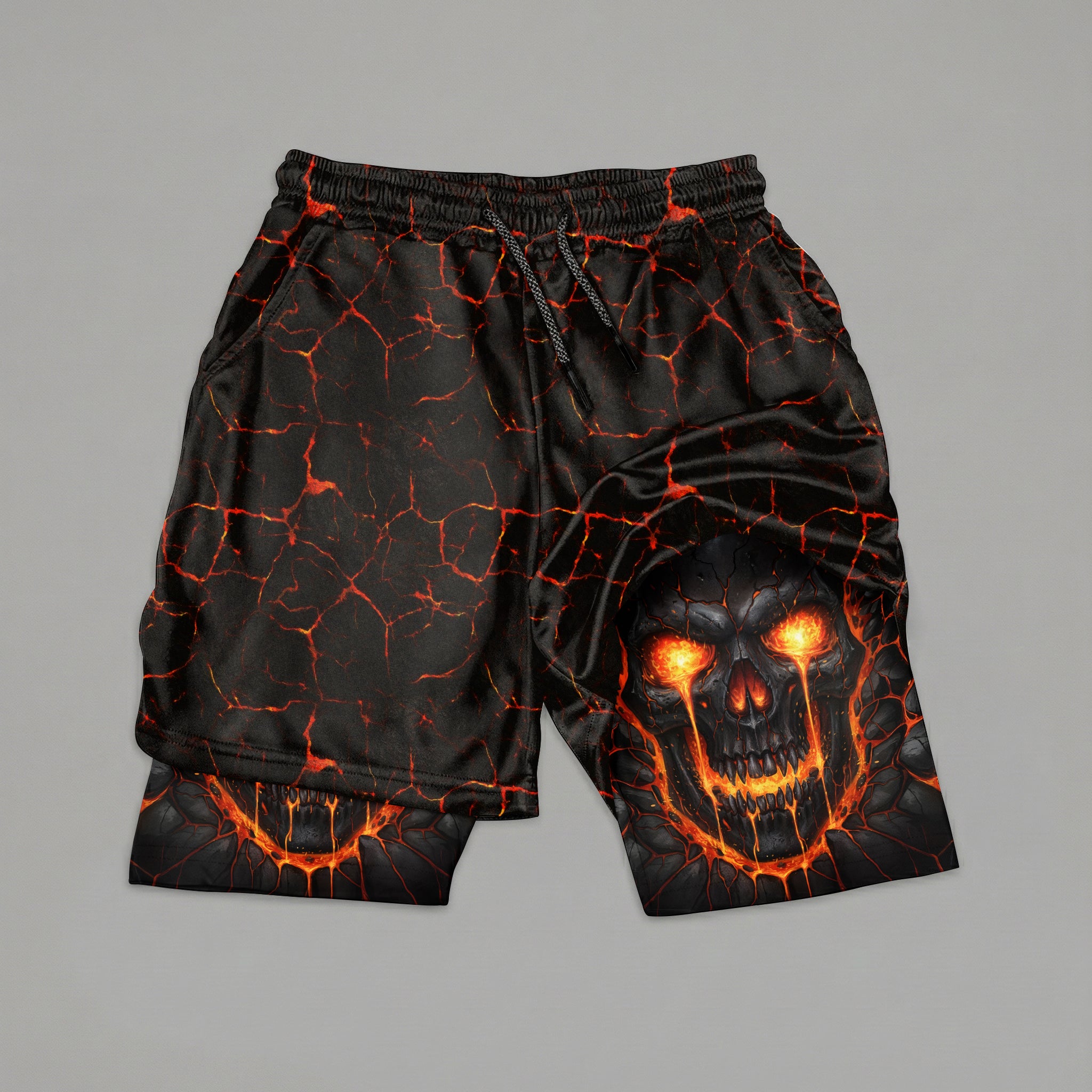 Lava Skull 2 in 1 Printed Gym Shorts 11491