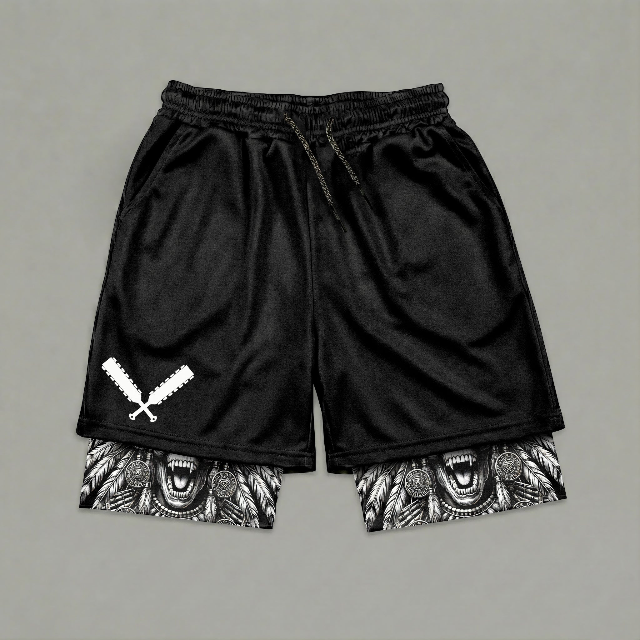 Aztec Warrior 2 in 1 Printed Gym Shorts 11492