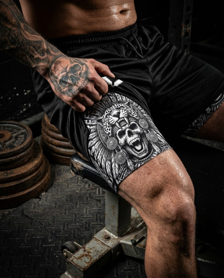 Aztec Warrior 2 in 1 Printed Gym Shorts 11492