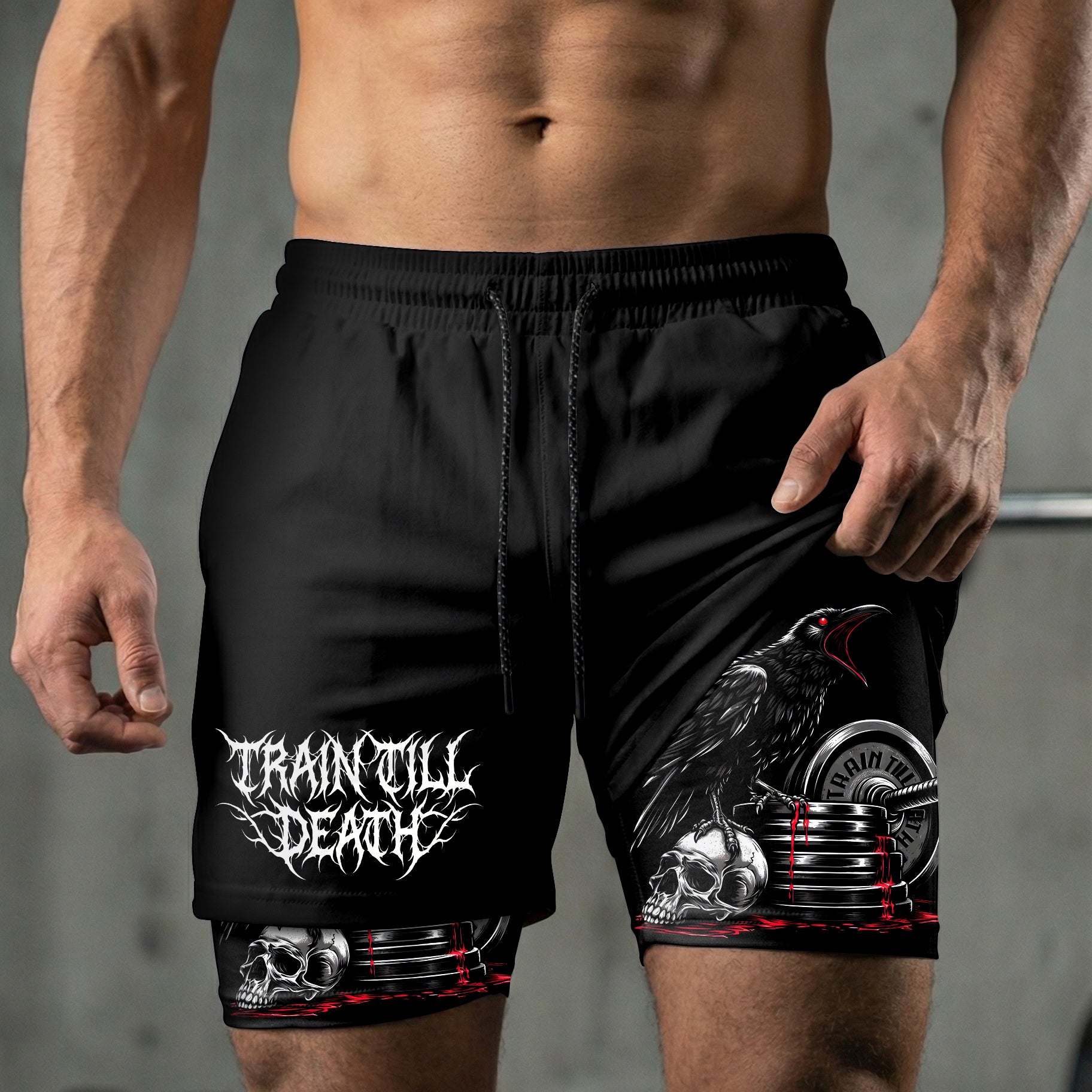 Train Till Death 2 in 1 Training Gym Shorts 11493