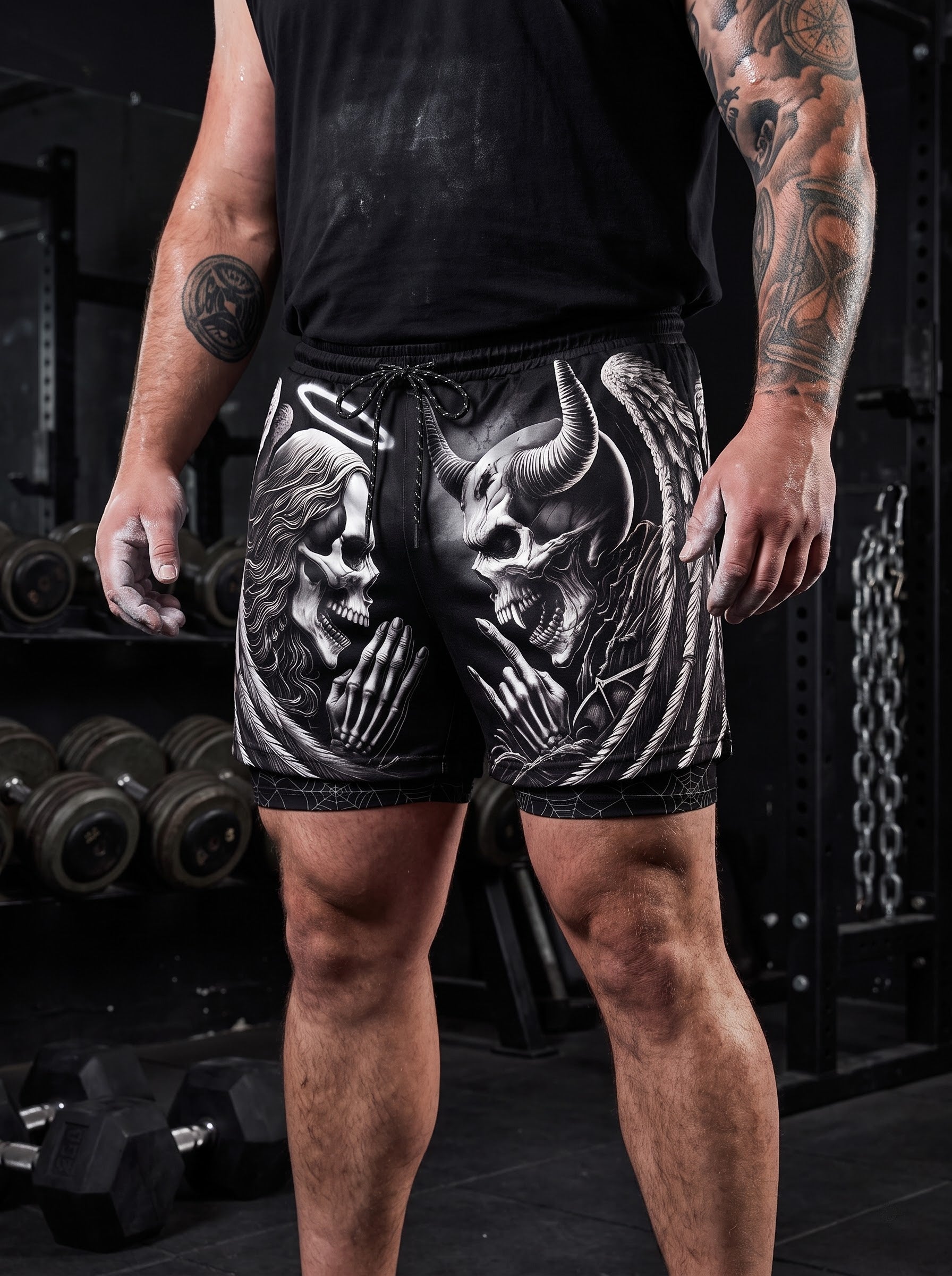 Saints and Sinners 2 in 1 Training Gym Shorts 11497
