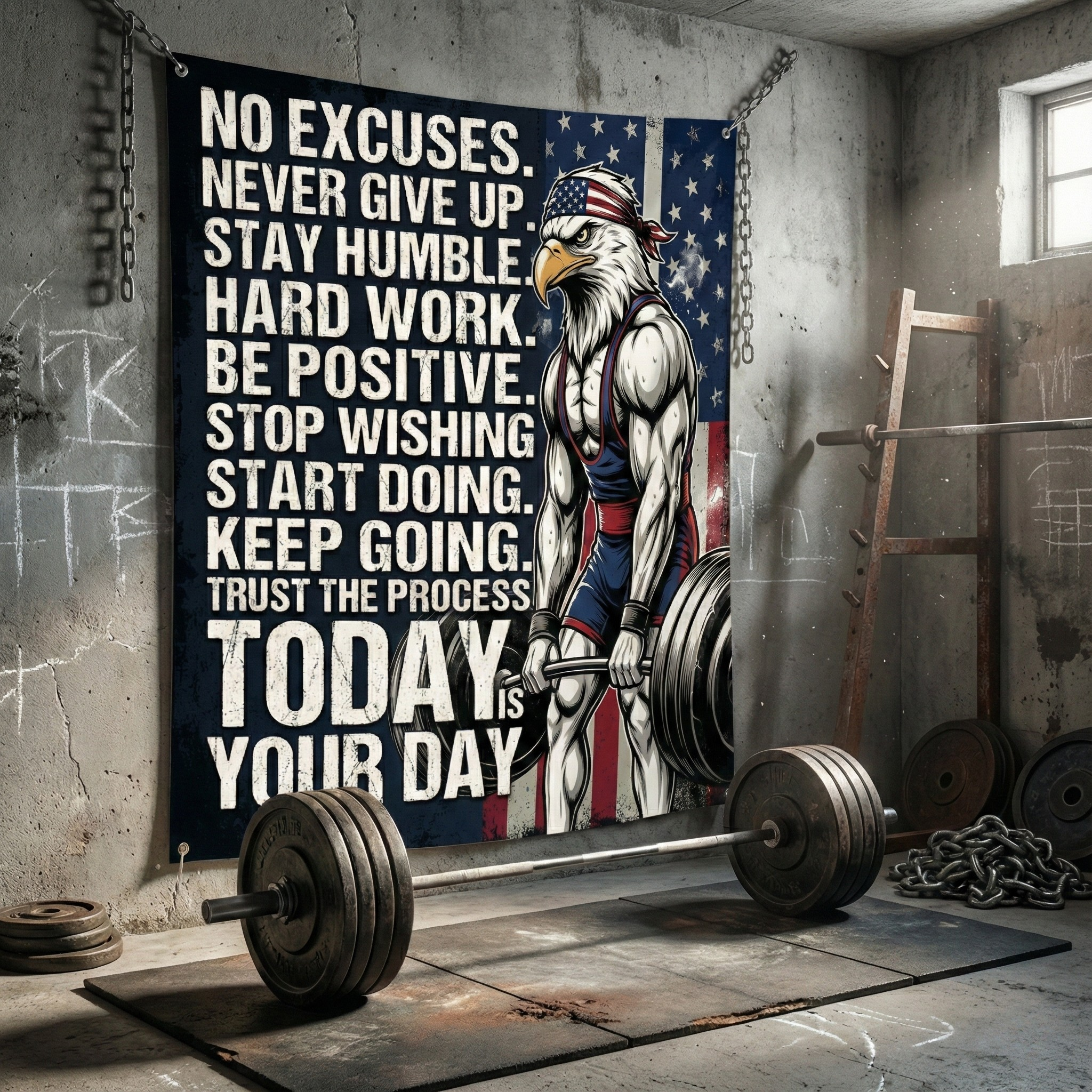 Iron Eagle Spirit Personalized Gym Banner Flag 11503