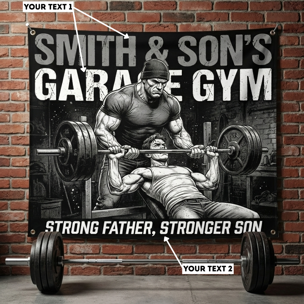Stronger Generations Customizable Father Son Home Gym Flag 11506