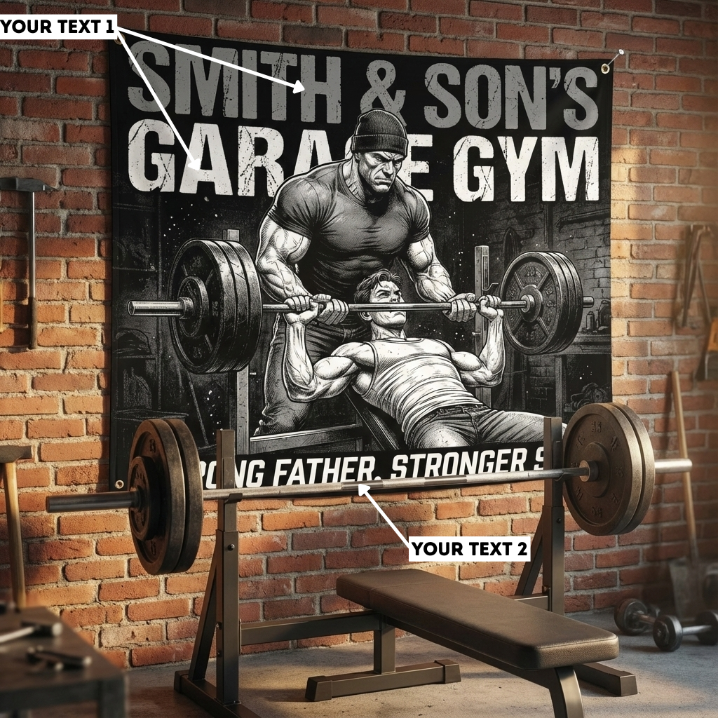 Stronger Generations Customizable Father Son Home Gym Flag 11506