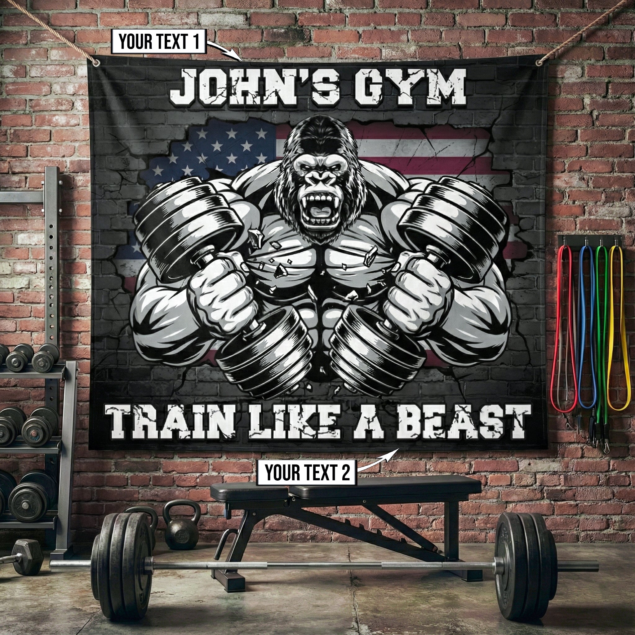 American Beast Mode Personalized Gym Flag 11508