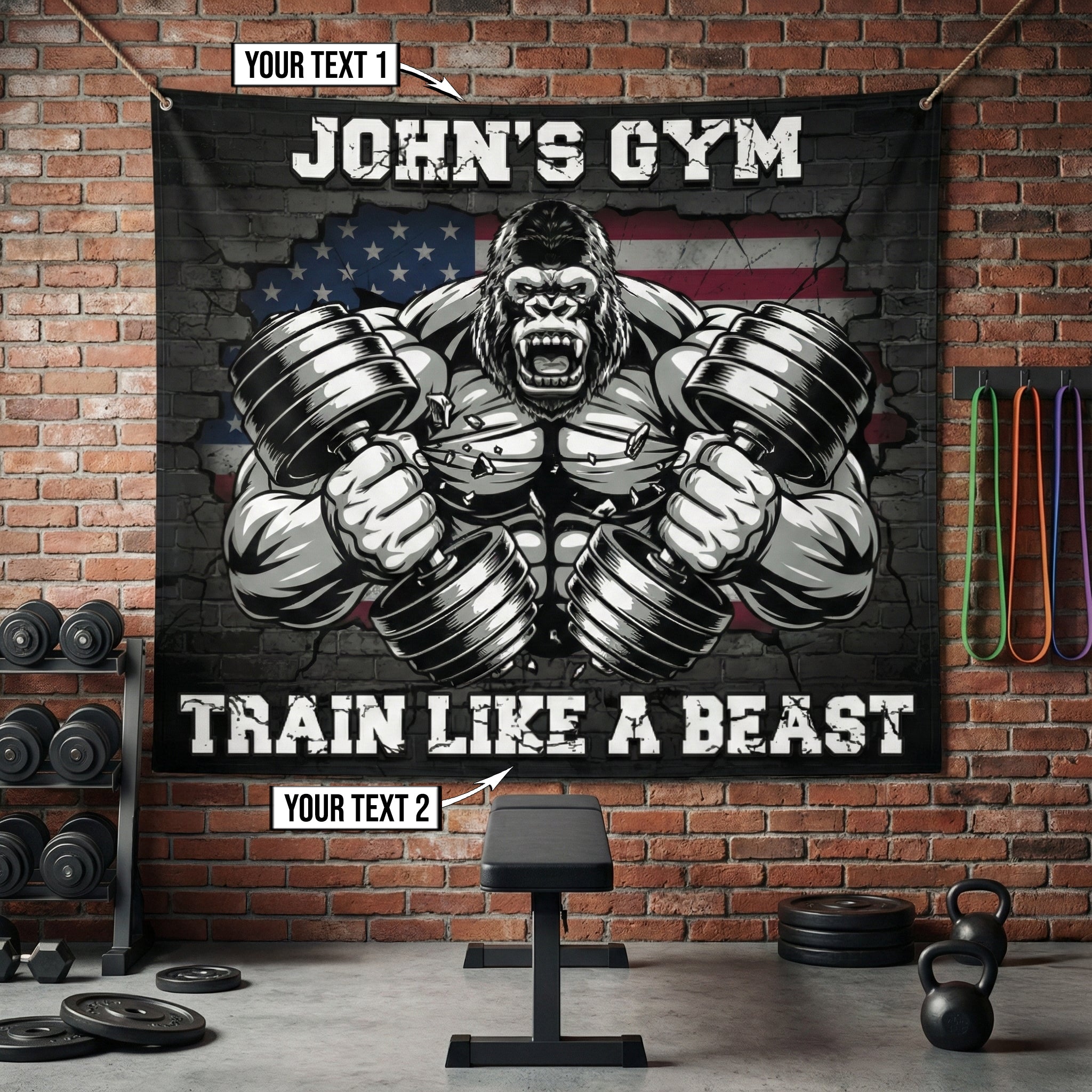 American Beast Mode Personalized Gym Flag 11508