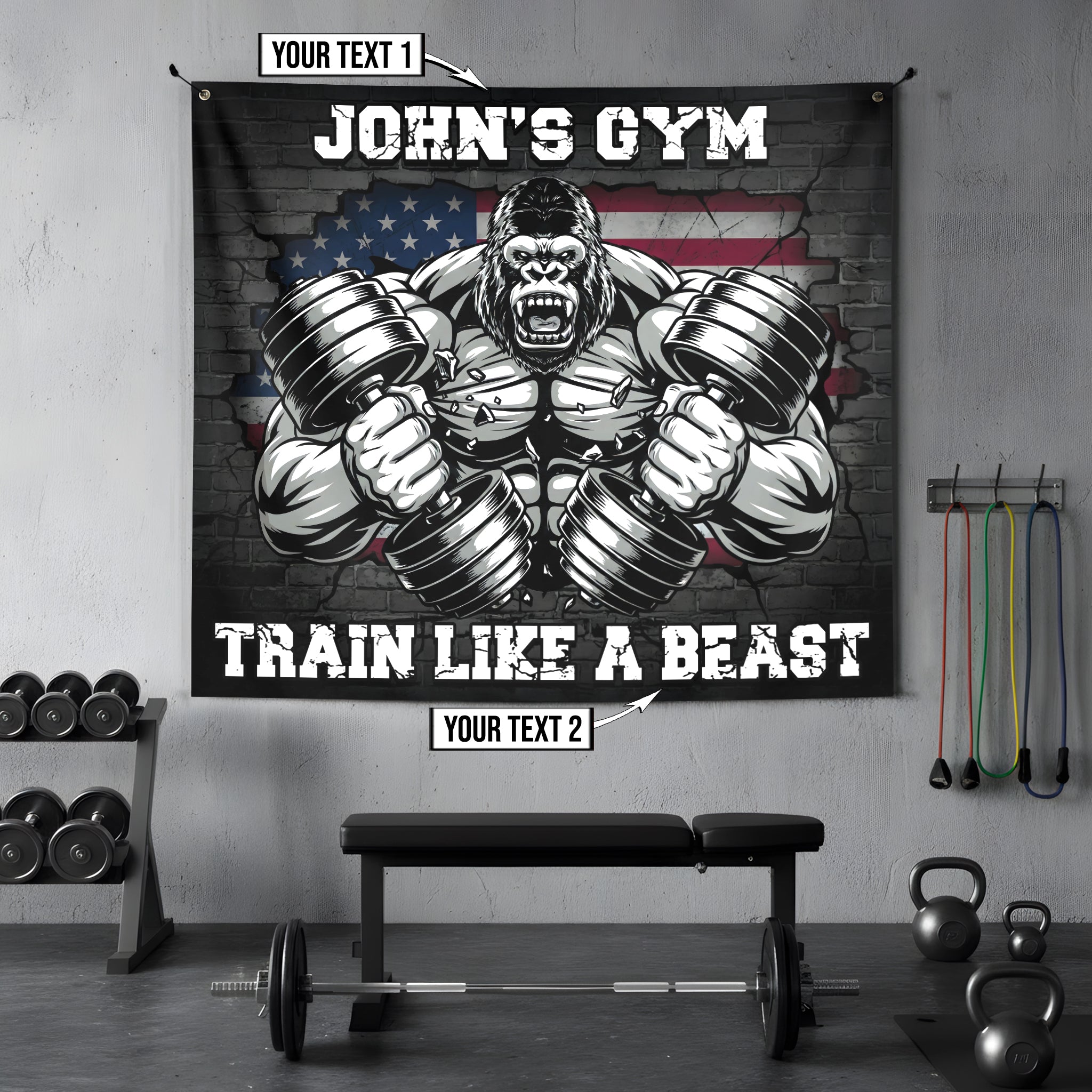 American Beast Mode Personalized Gym Flag 11508