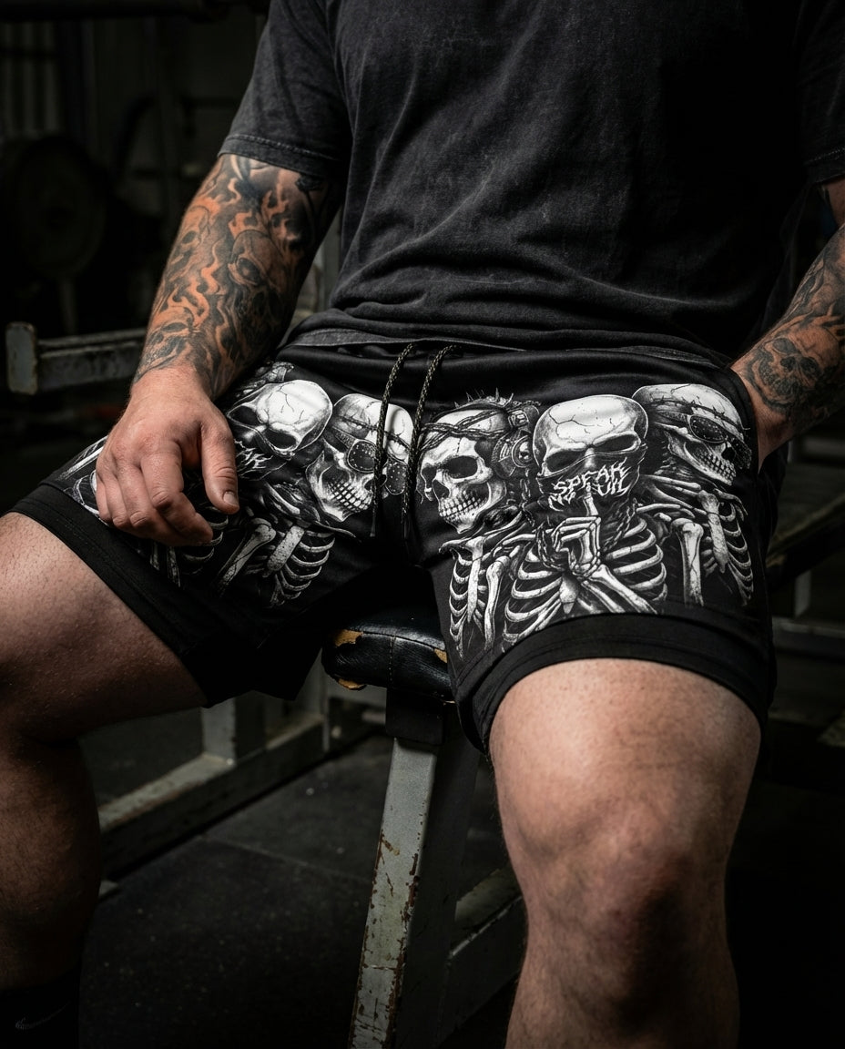 See No Evil, Hear No Evil, Speak No Evil  Performance Shorts Breathable 11511
