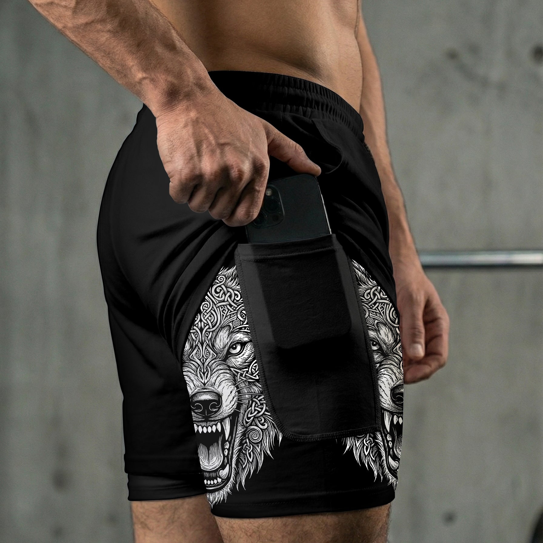 Fenrir's Strength, Vegvisir's Path - Norse Performance Shorts Breathable 11513