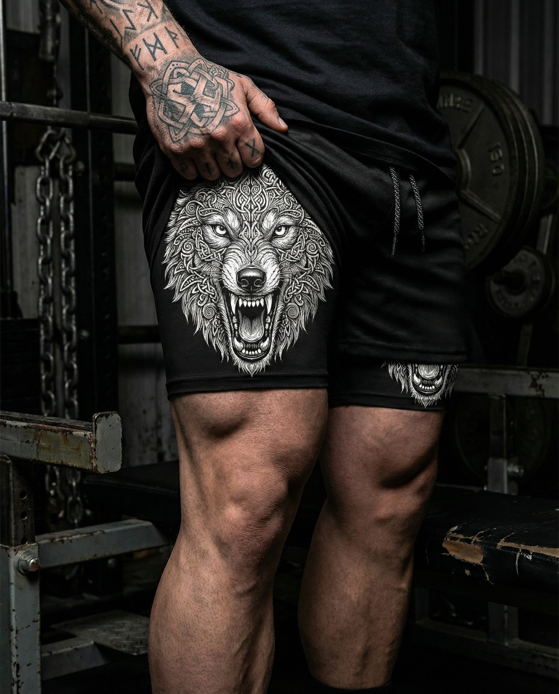 Fenrir's Strength, Vegvisir's Path - Norse Performance Shorts Breathable 11513