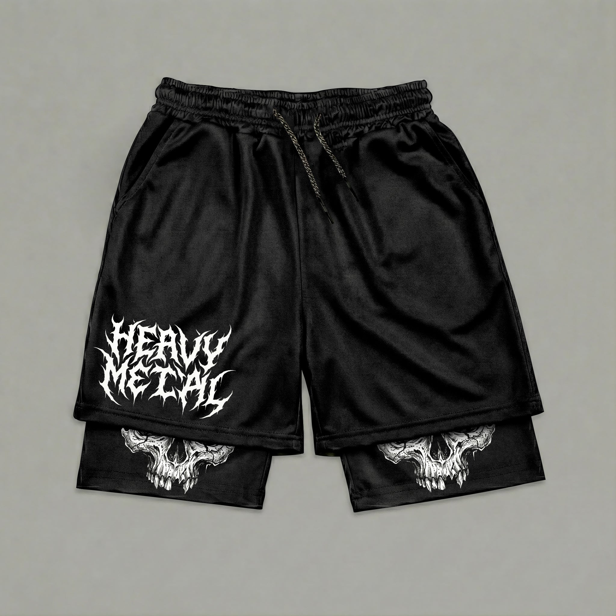 Heavy Metal Skull 2-in-1 Gym Shorts Breathable 11514