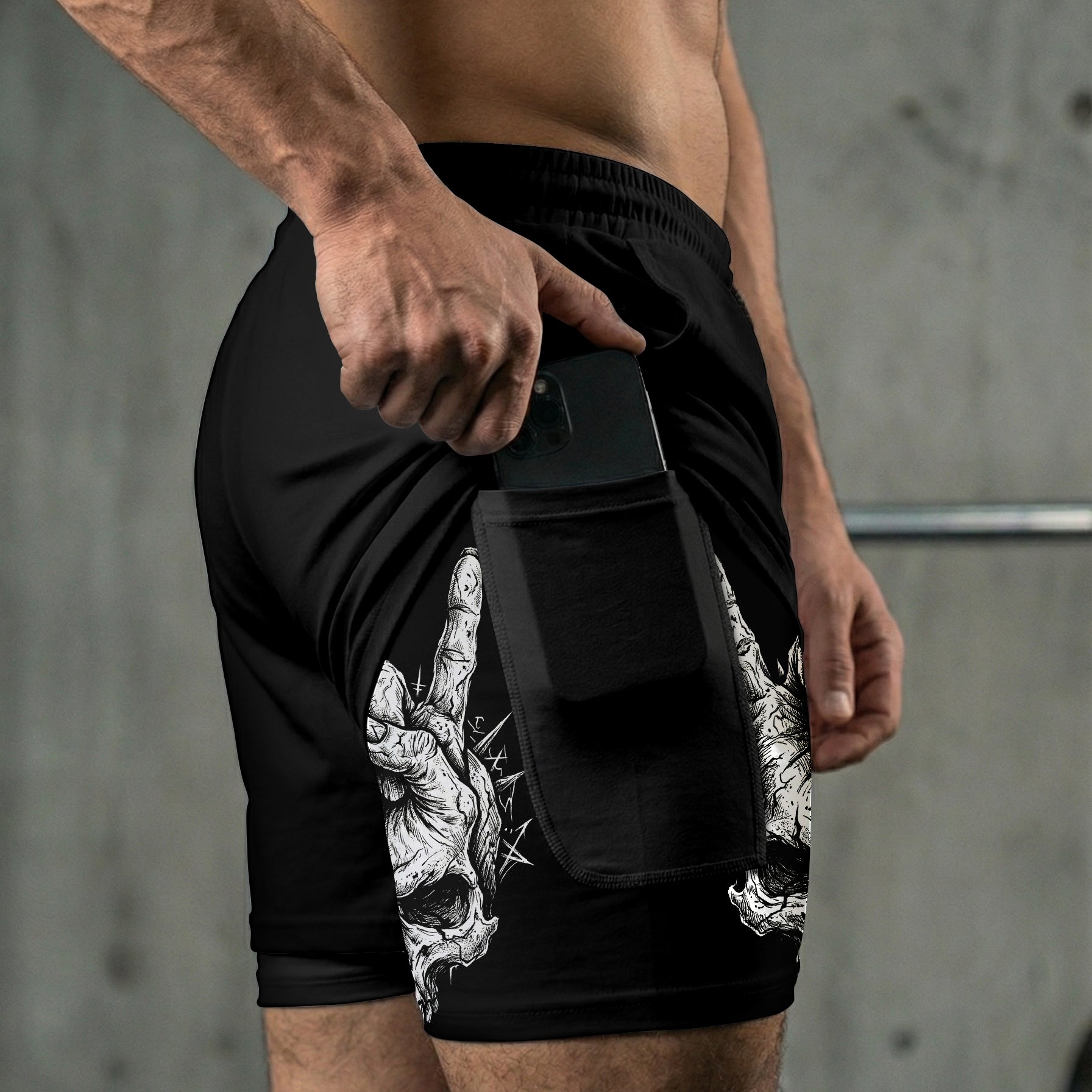 Heavy Metal Skull 2-in-1 Gym Shorts Breathable 11514