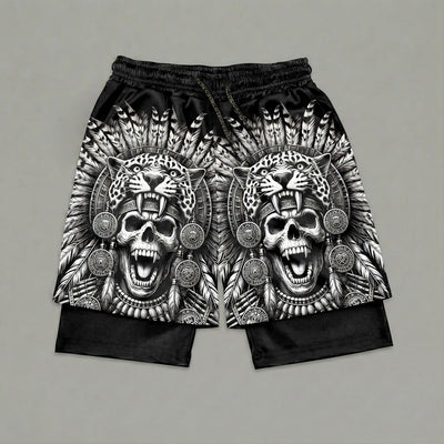 Savage Aztec Jaguar Warrior Gym Shorts 11517