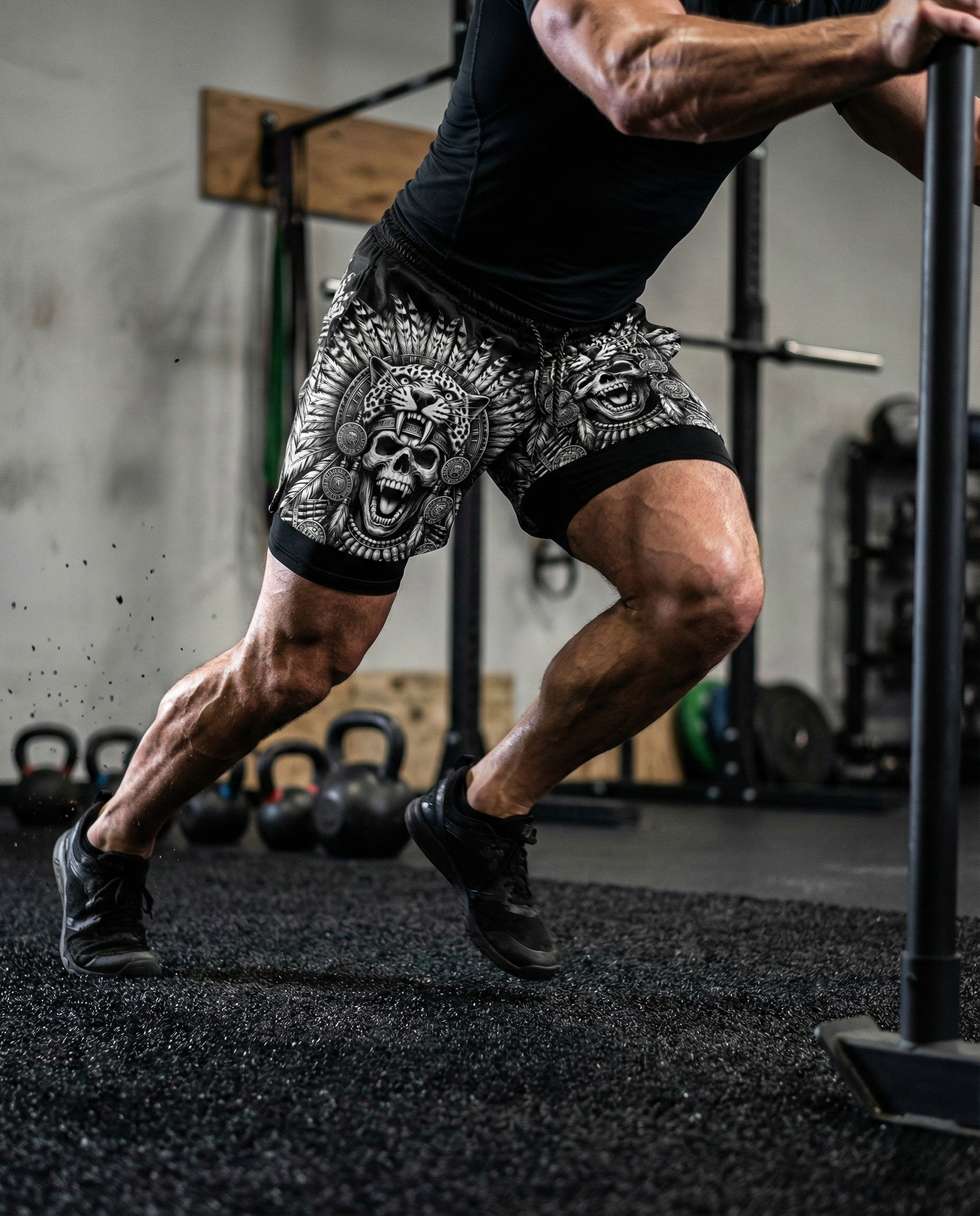 Savage Aztec Jaguar Warrior Gym Shorts 11517