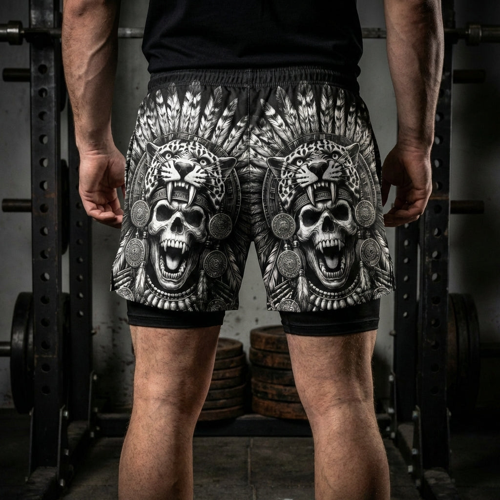 Savage Aztec Jaguar Warrior Gym Shorts 11517