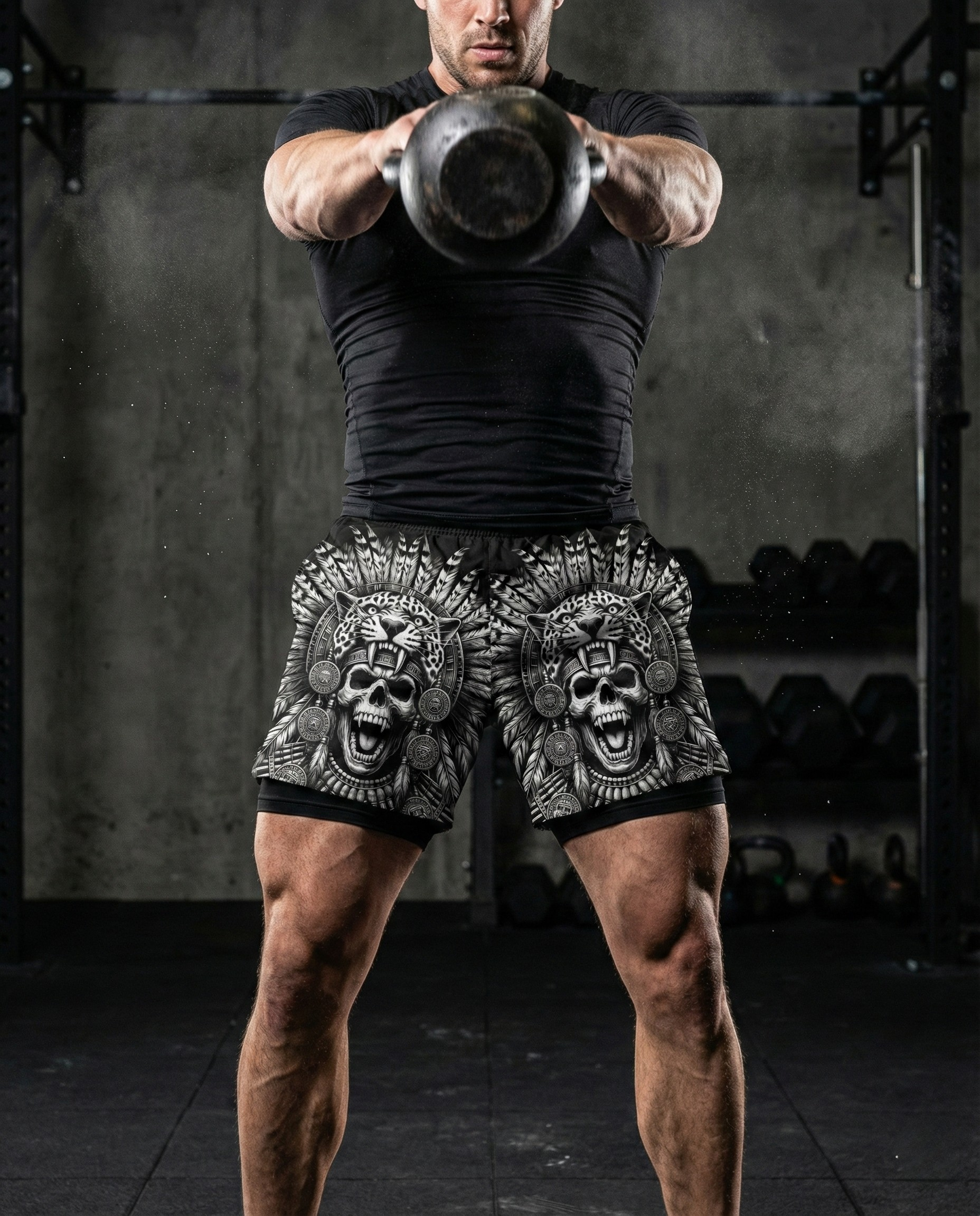 Savage Aztec Jaguar Warrior Gym Shorts 11517
