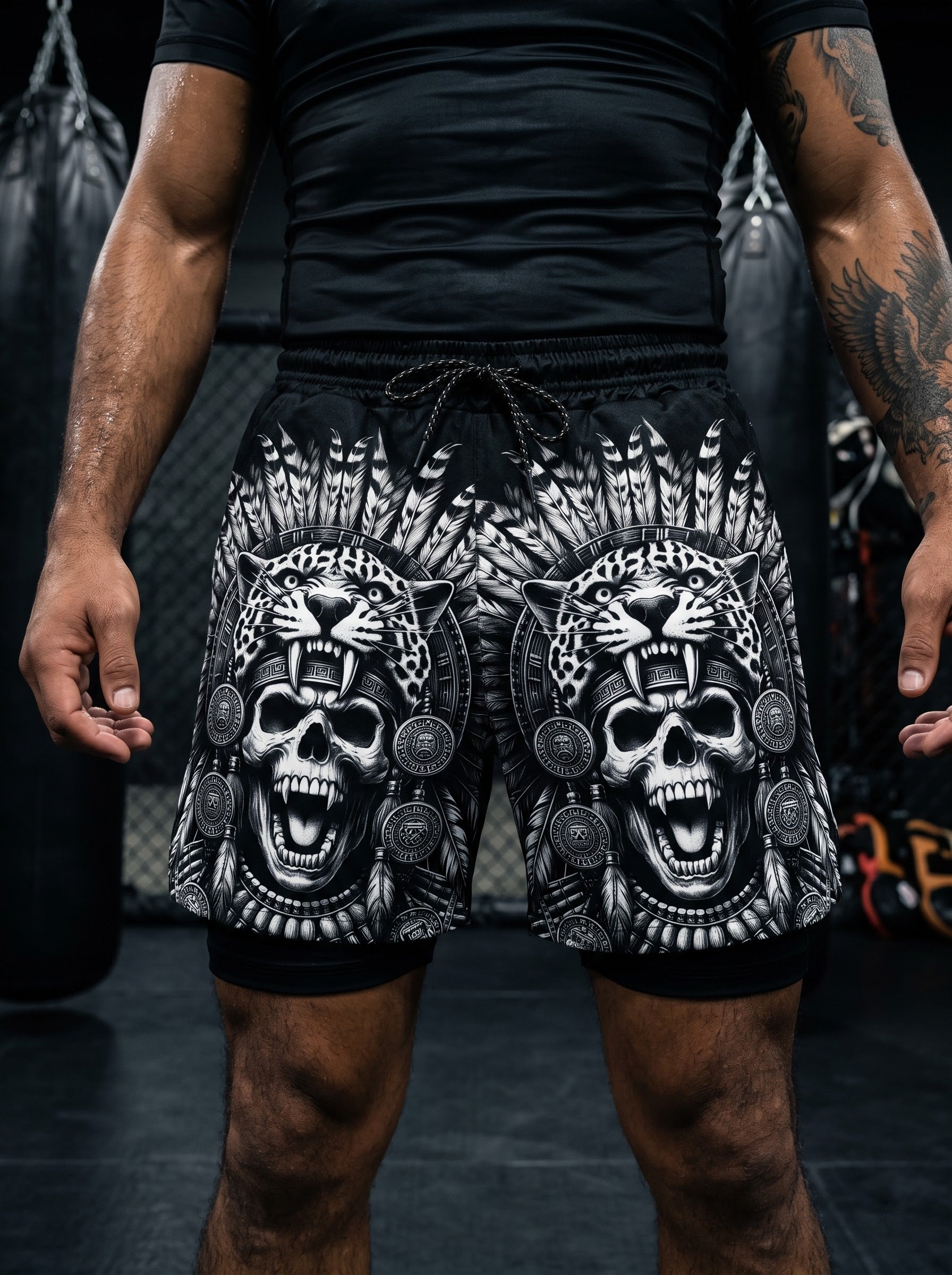 Savage Aztec Jaguar Warrior Gym Shorts 11517