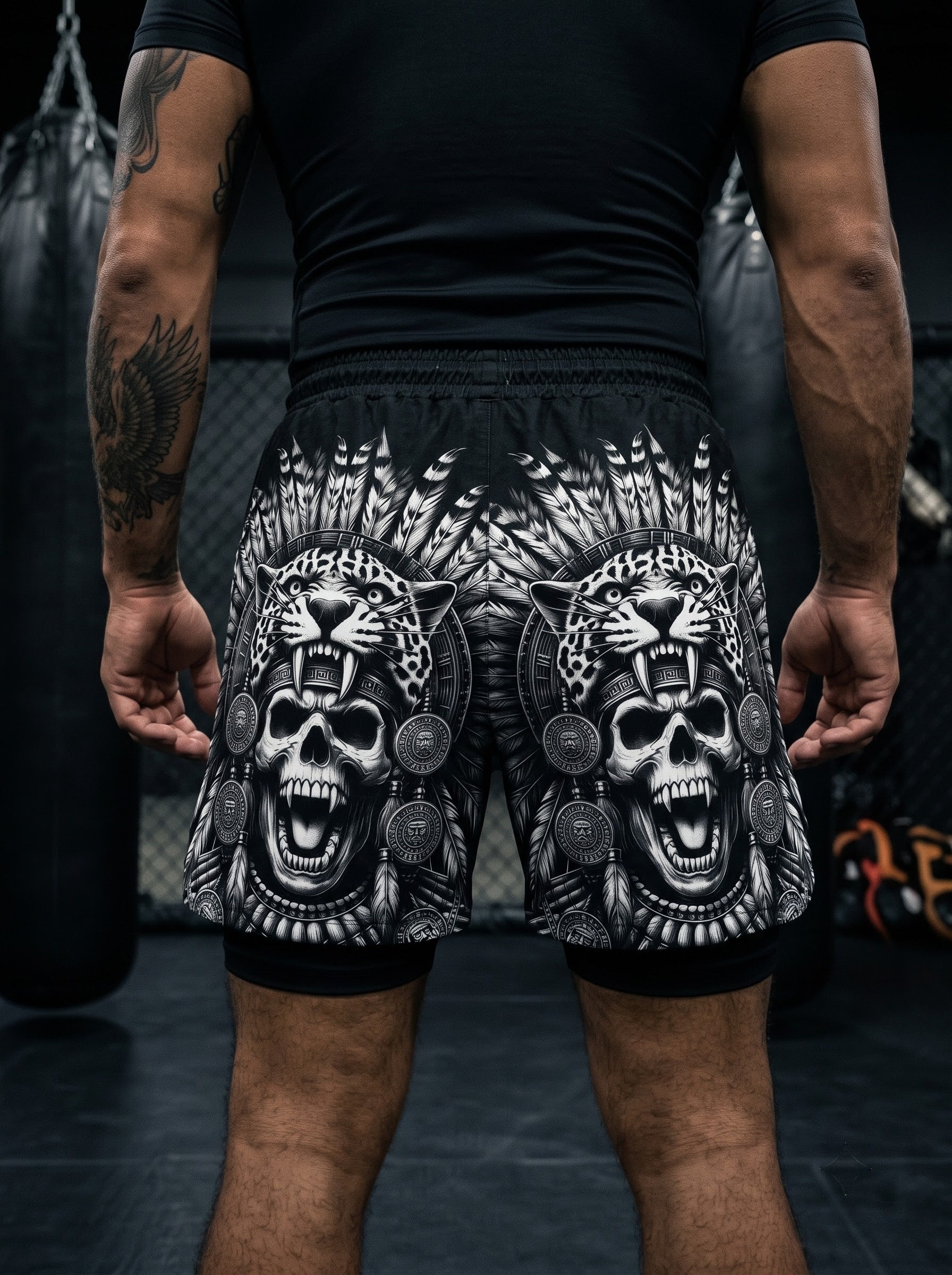 Savage Aztec Jaguar Warrior Gym Shorts 11517
