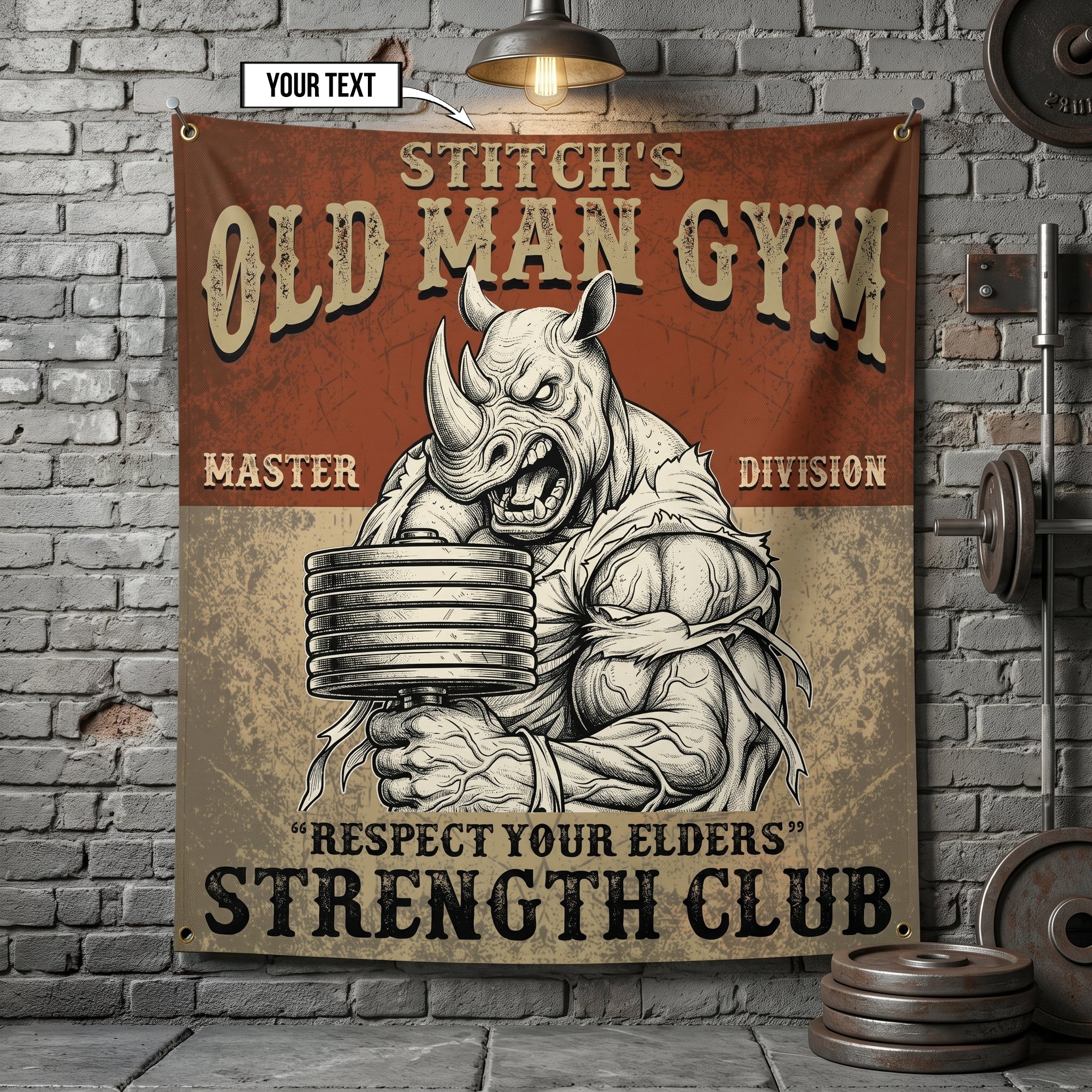 Personalized Old Man Home Gym Decor Wall Banner Flag 11535