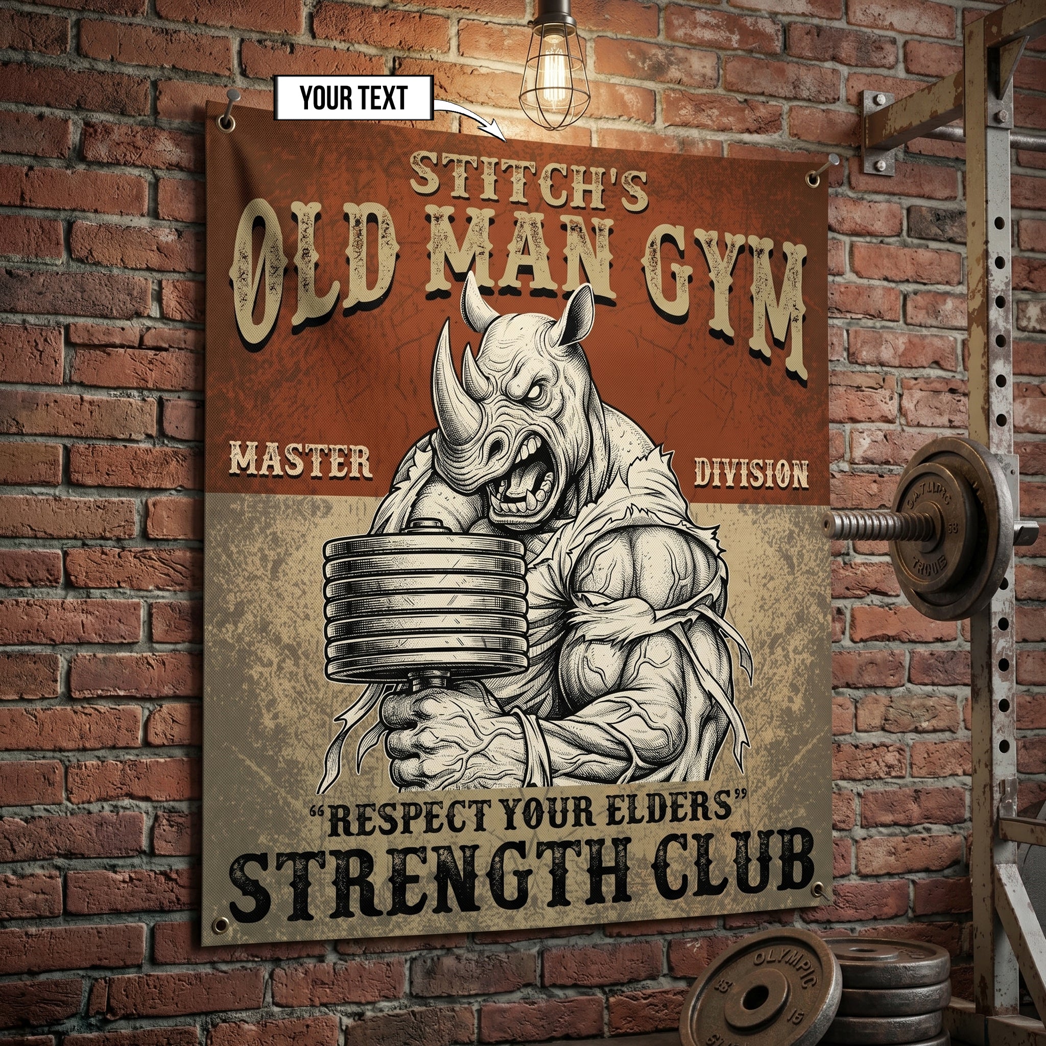 Personalized Old Man Home Gym Decor Wall Banner Flag 11535