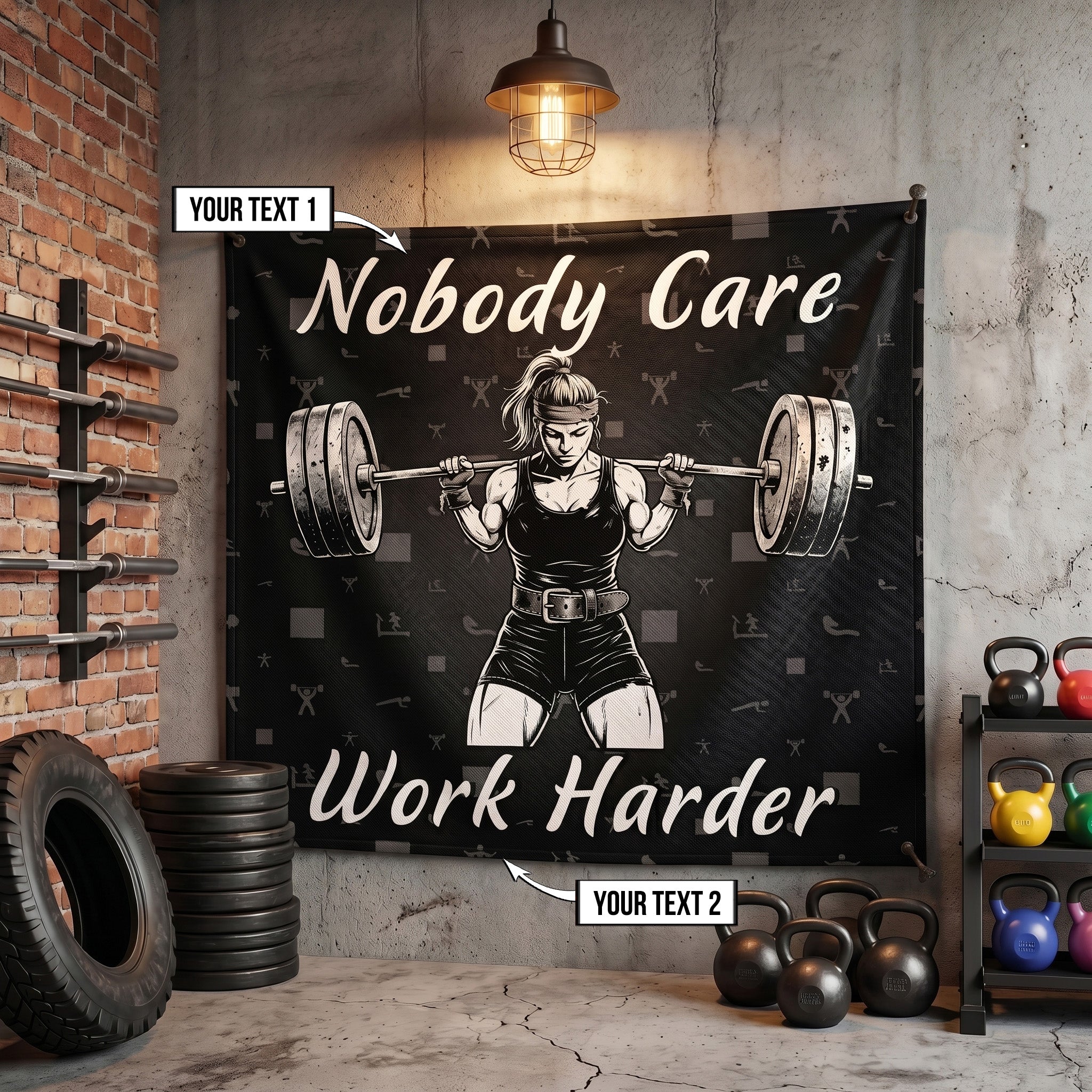 Custom Women Weightlifting Flag for Home Gym Decor Ideas 11537
