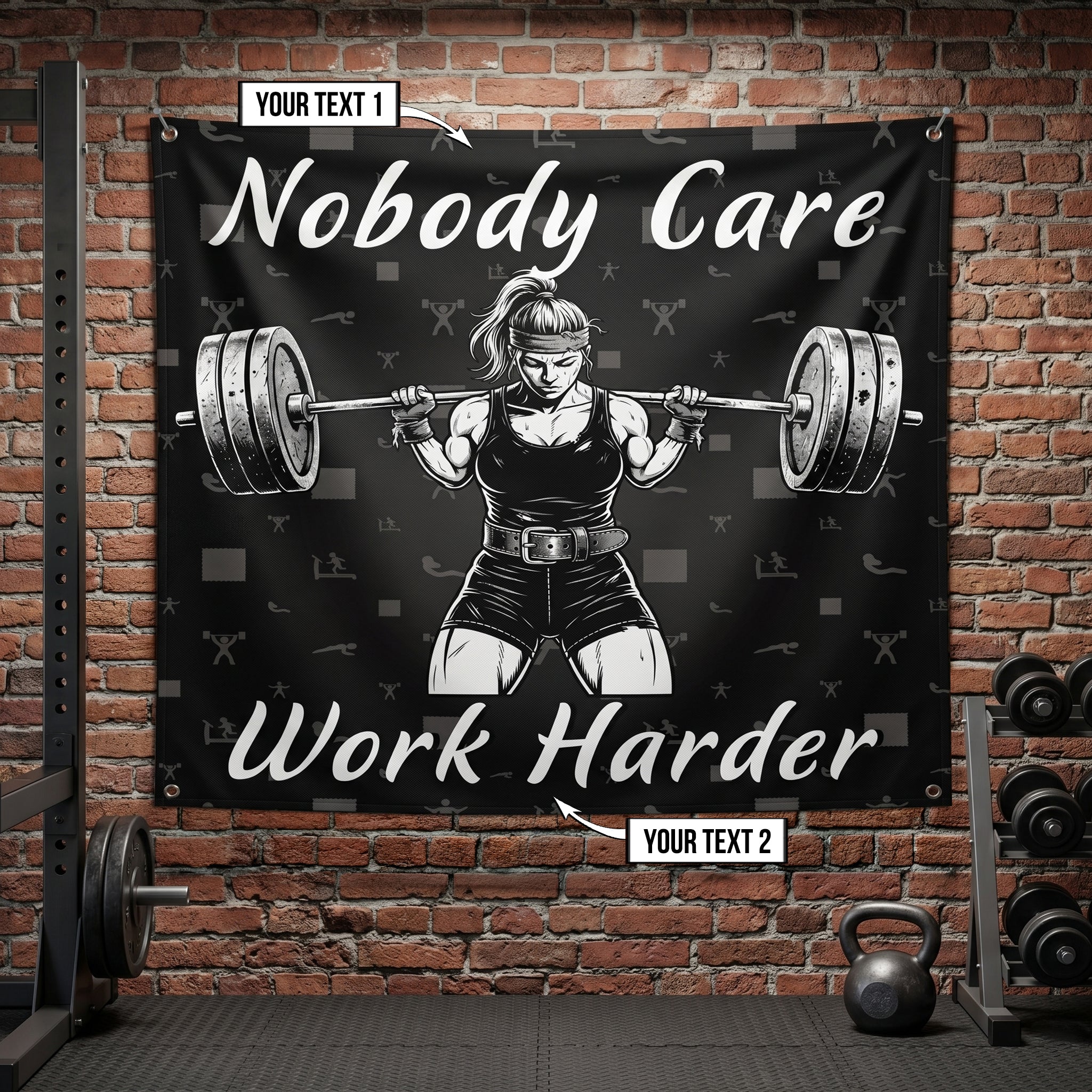Custom Women Weightlifting Flag for Home Gym Decor Ideas 11537